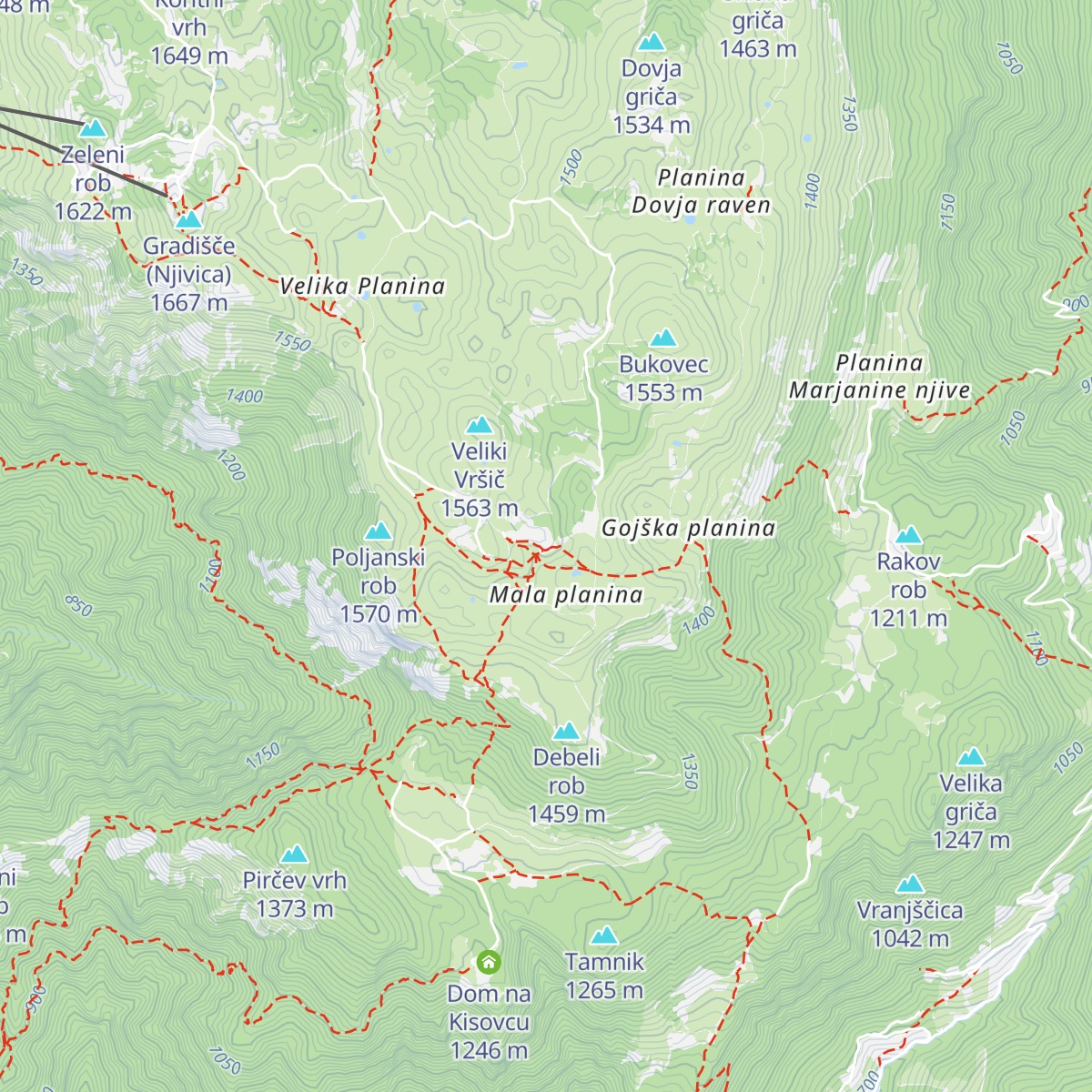 Jarški dom na Mali Planini map
