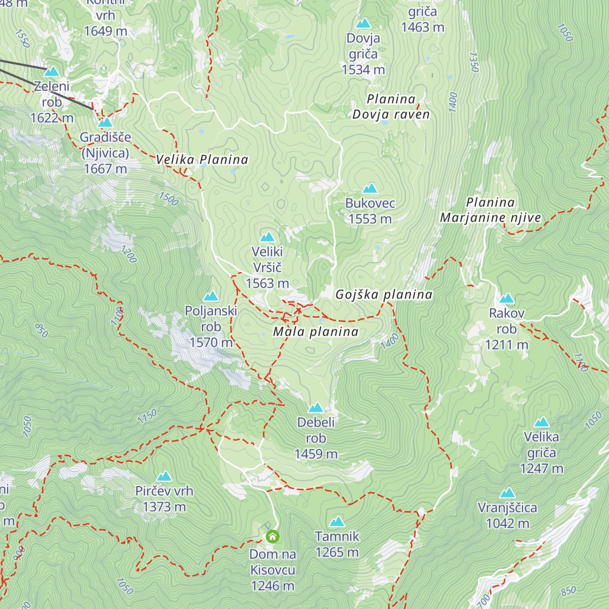 Jarški dom na Mali Planini map