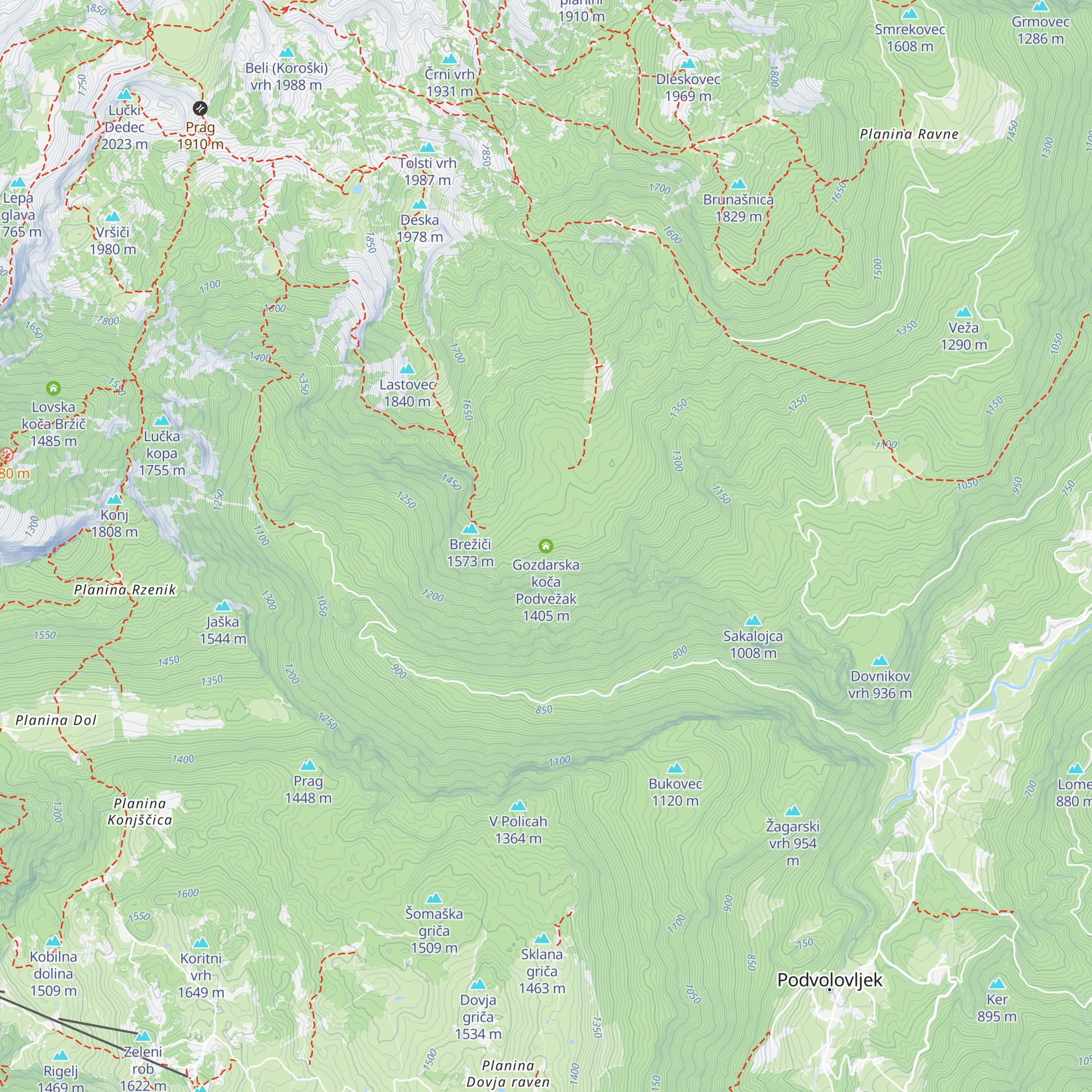Gozdarska koča Podvežak map