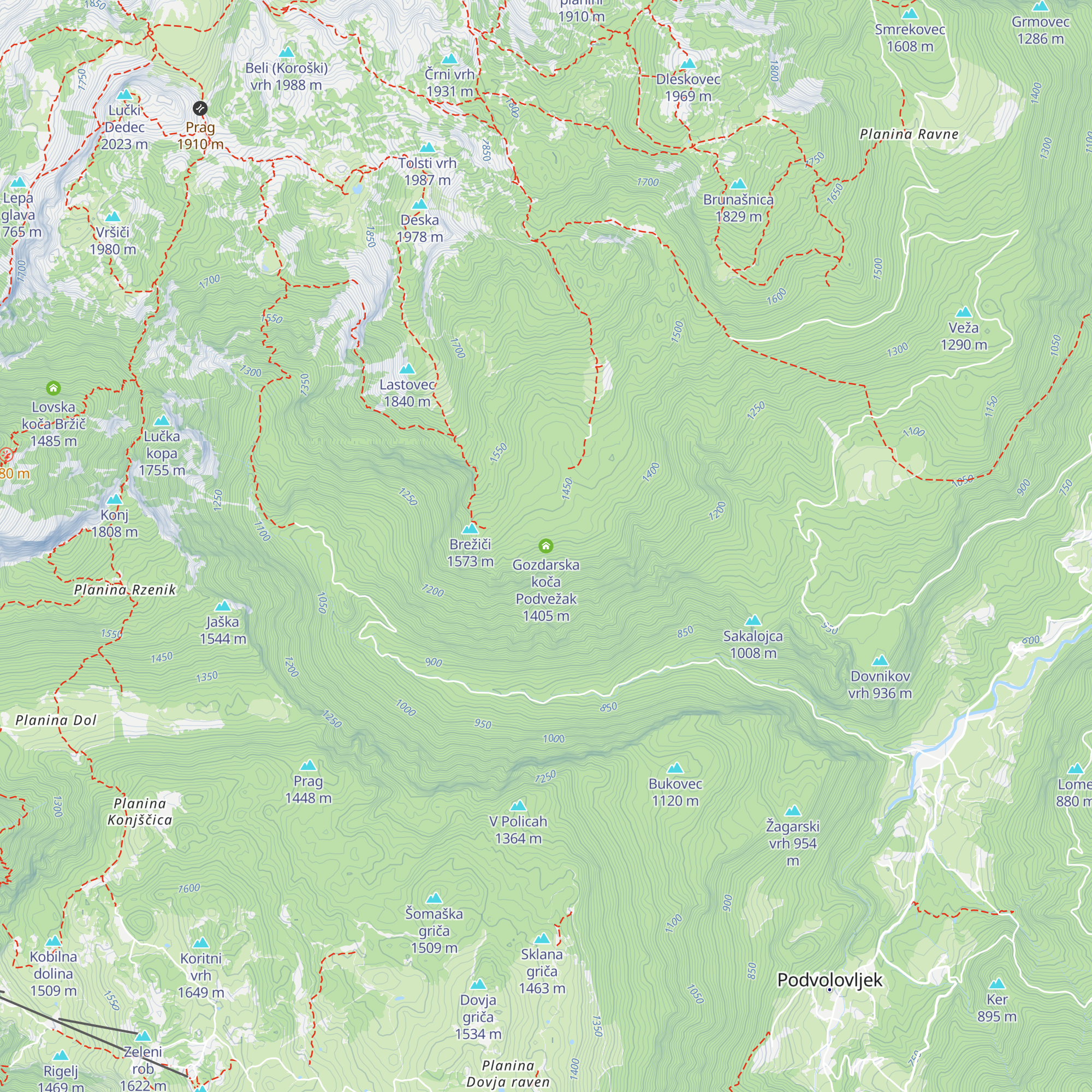 Gozdarska koča Podvežak map