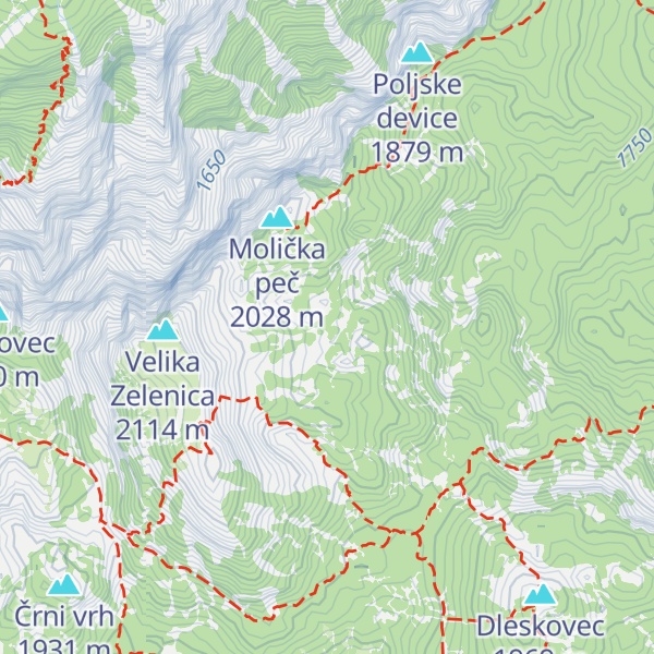 Map of Jamarski bivak na Molički planini