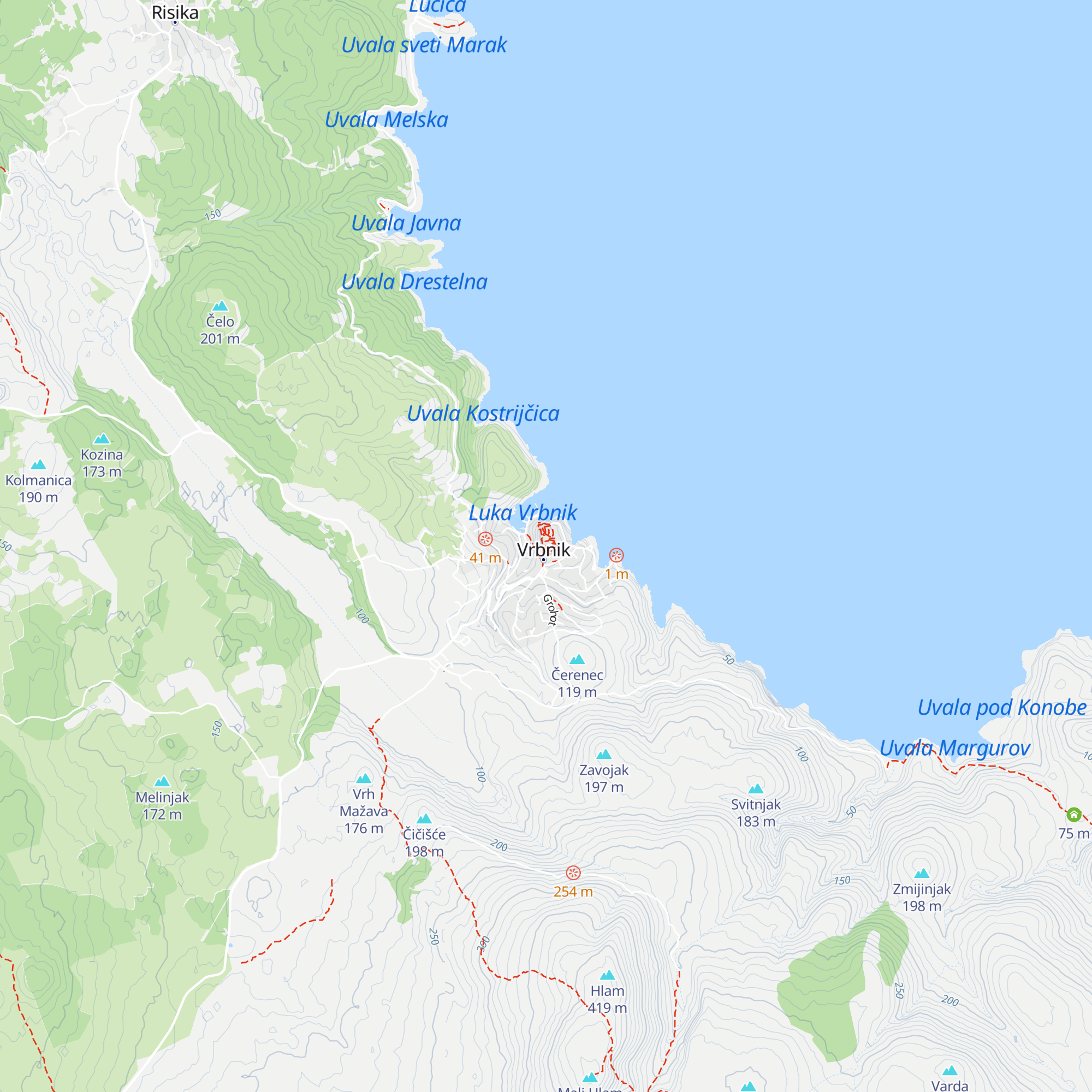 Turistica Zajednica Opcine Vribnik map