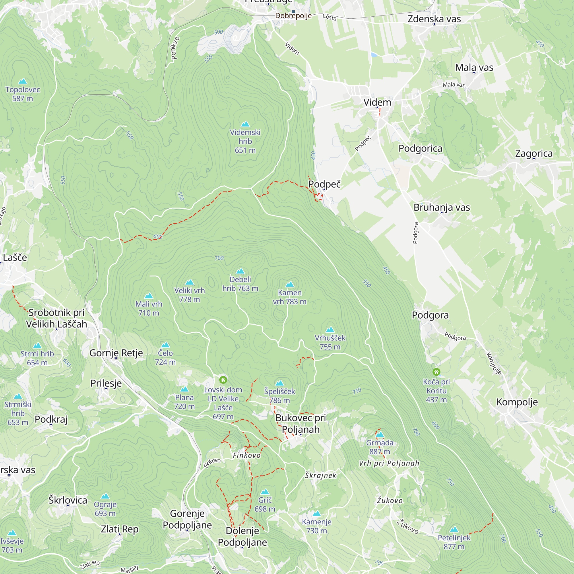 Planinska koča na Kamnem Vrhu map