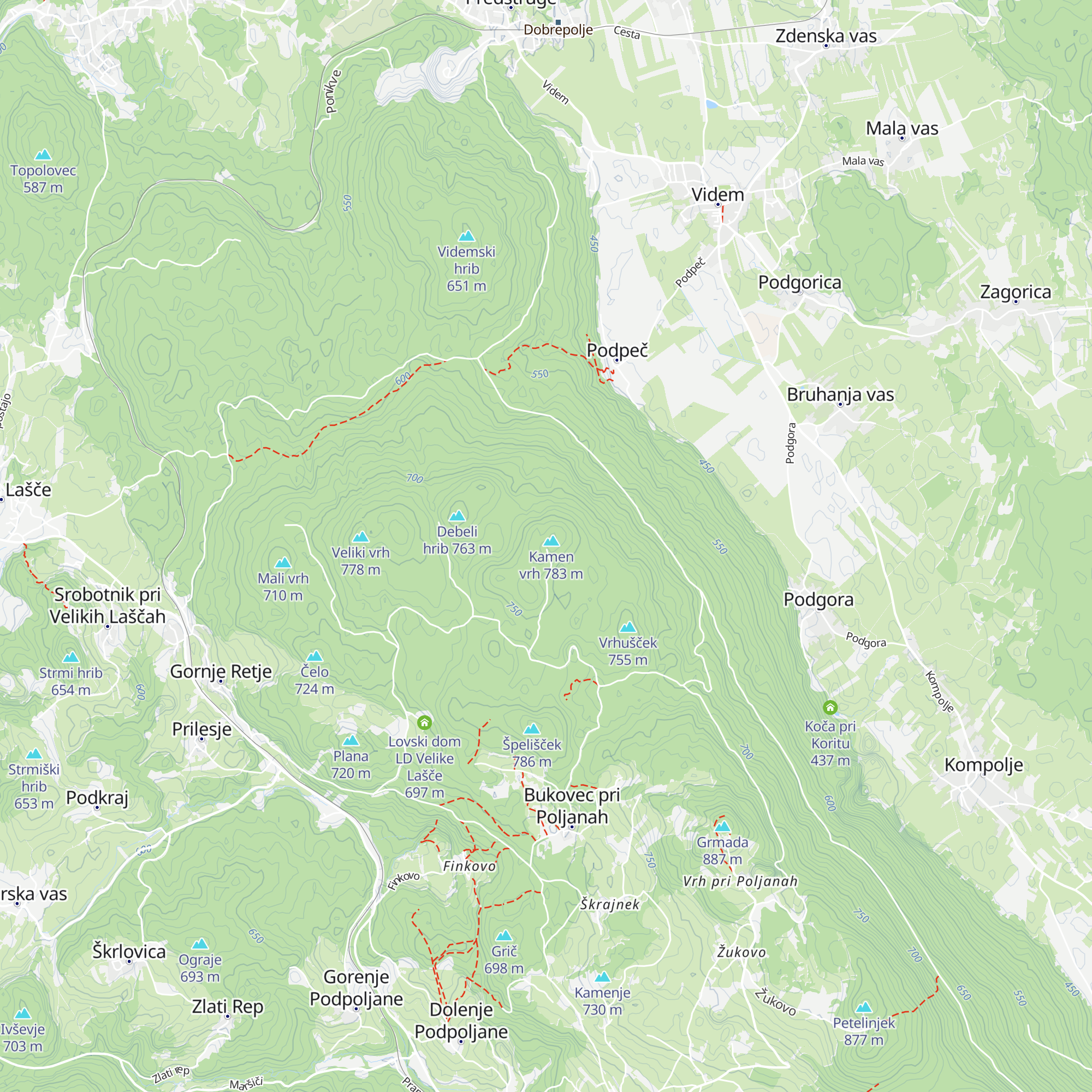 Planinska koča na Kamnem Vrhu map