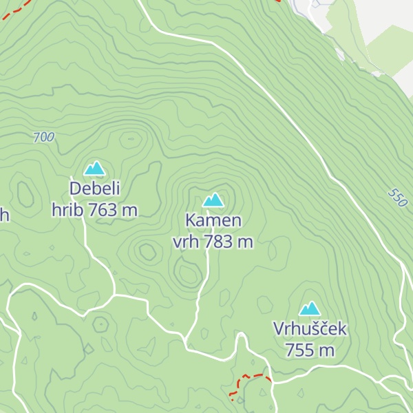 Map of Planinska koča na Kamnem Vrhu