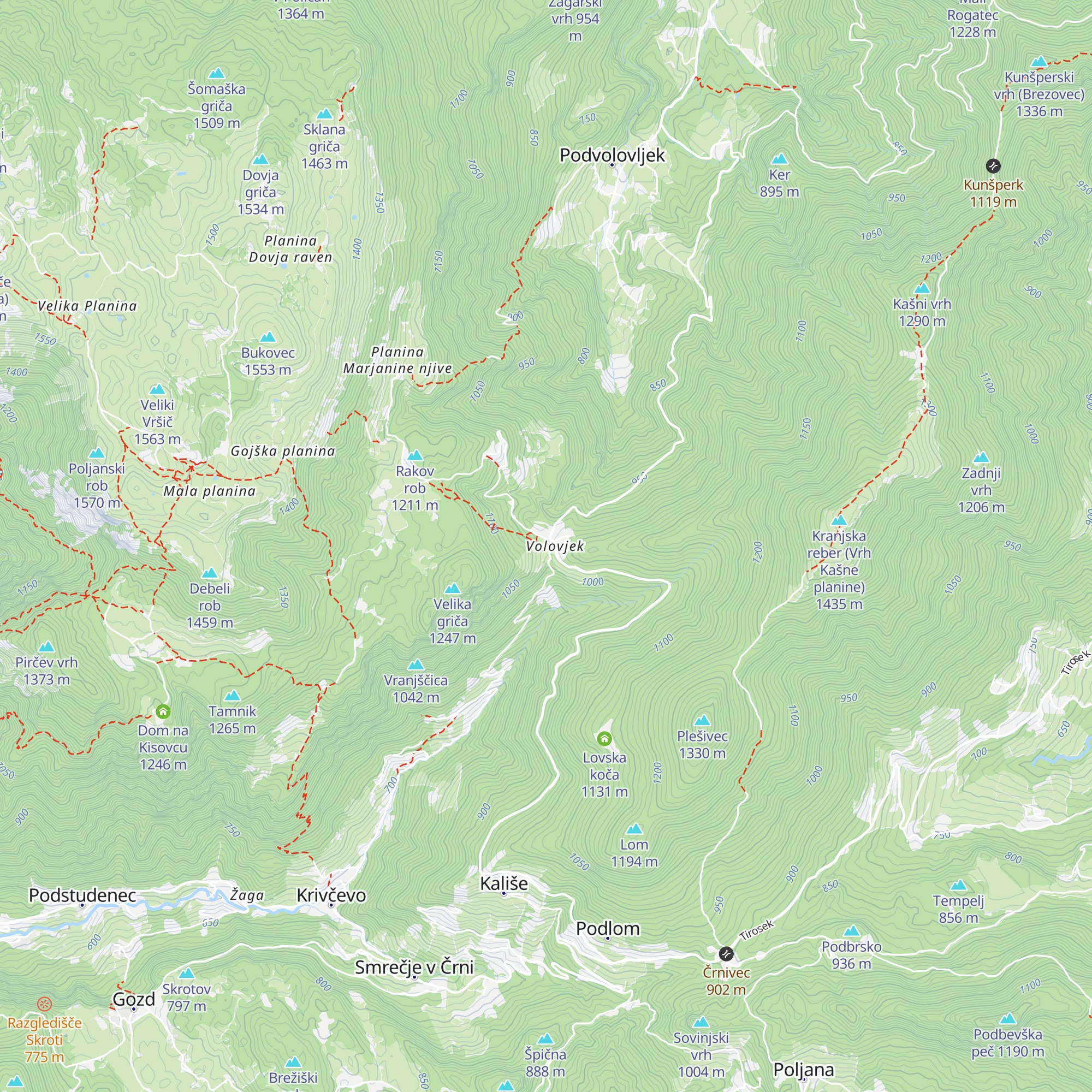 Okrepčevalnica na Kranjskem Raku map