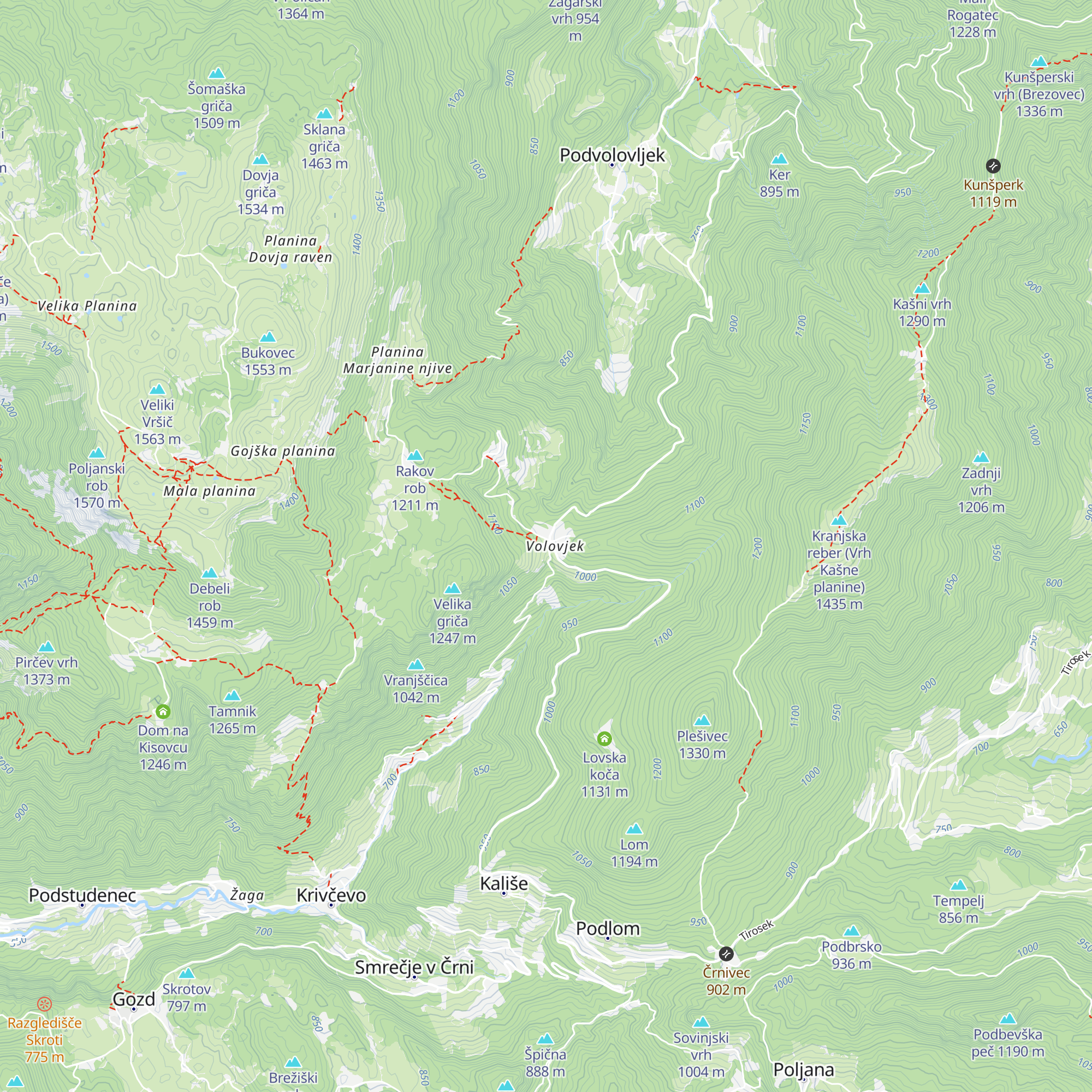 Okrepčevalnica na Kranjskem Raku map