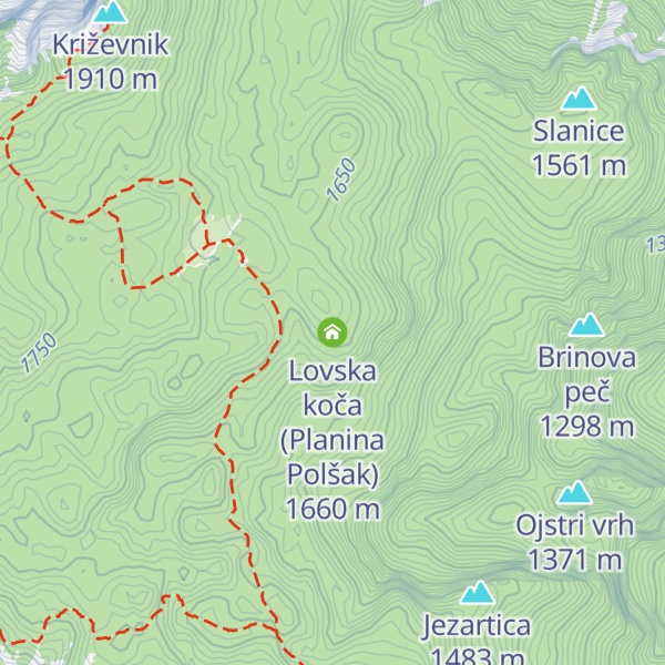 Map of Lovska koča (Planina Polšak)