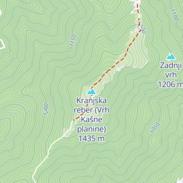 Map of Kranjska reber (Vrh Kašne planine)
