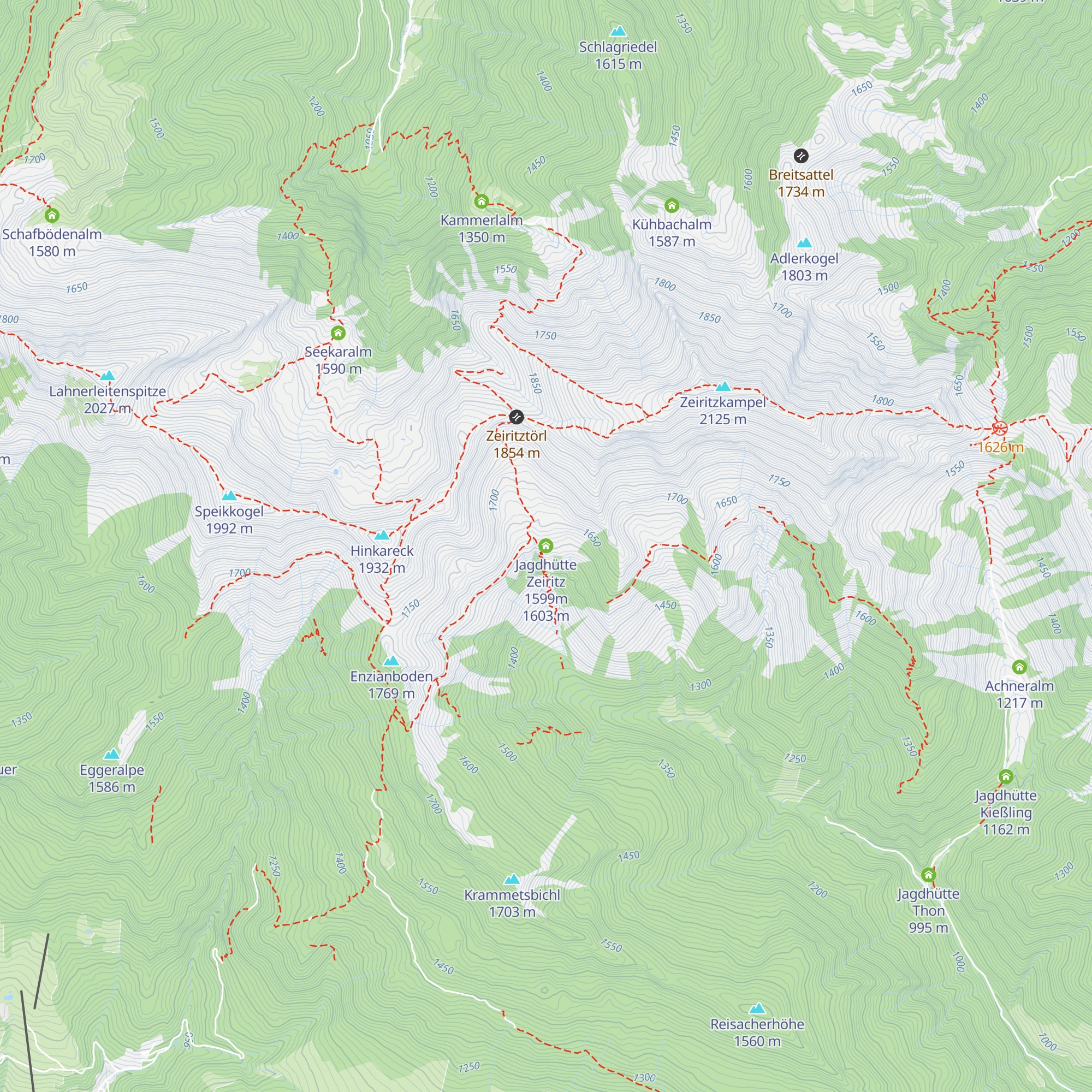 Jagdhütte Zeiritz 1599m map