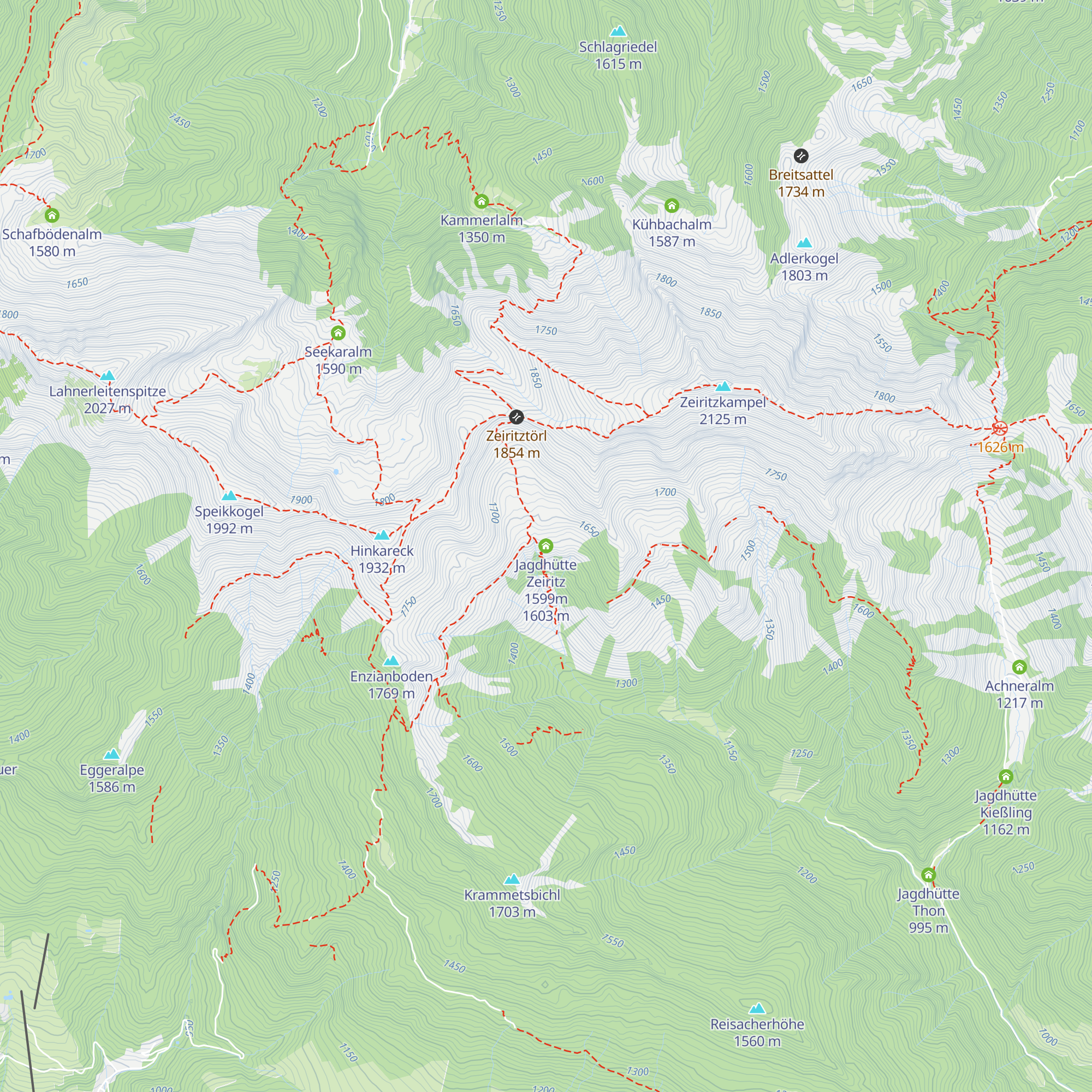 Jagdhütte Zeiritz 1599m map