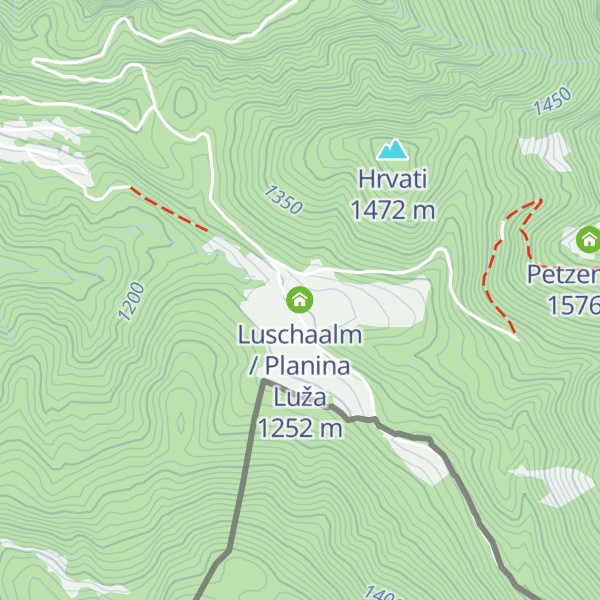 Map of Luschaalm / Planina Luža
