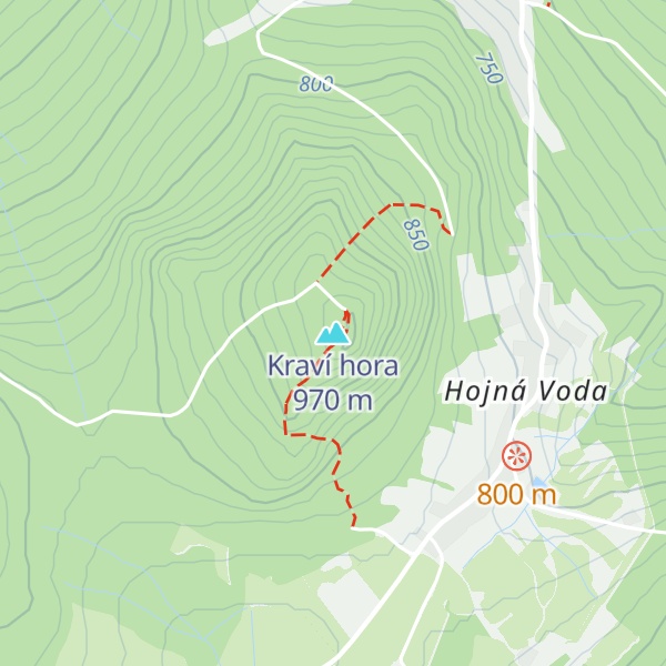 Map of Kraví hora
