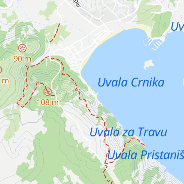 Map of Trstika beach bar
