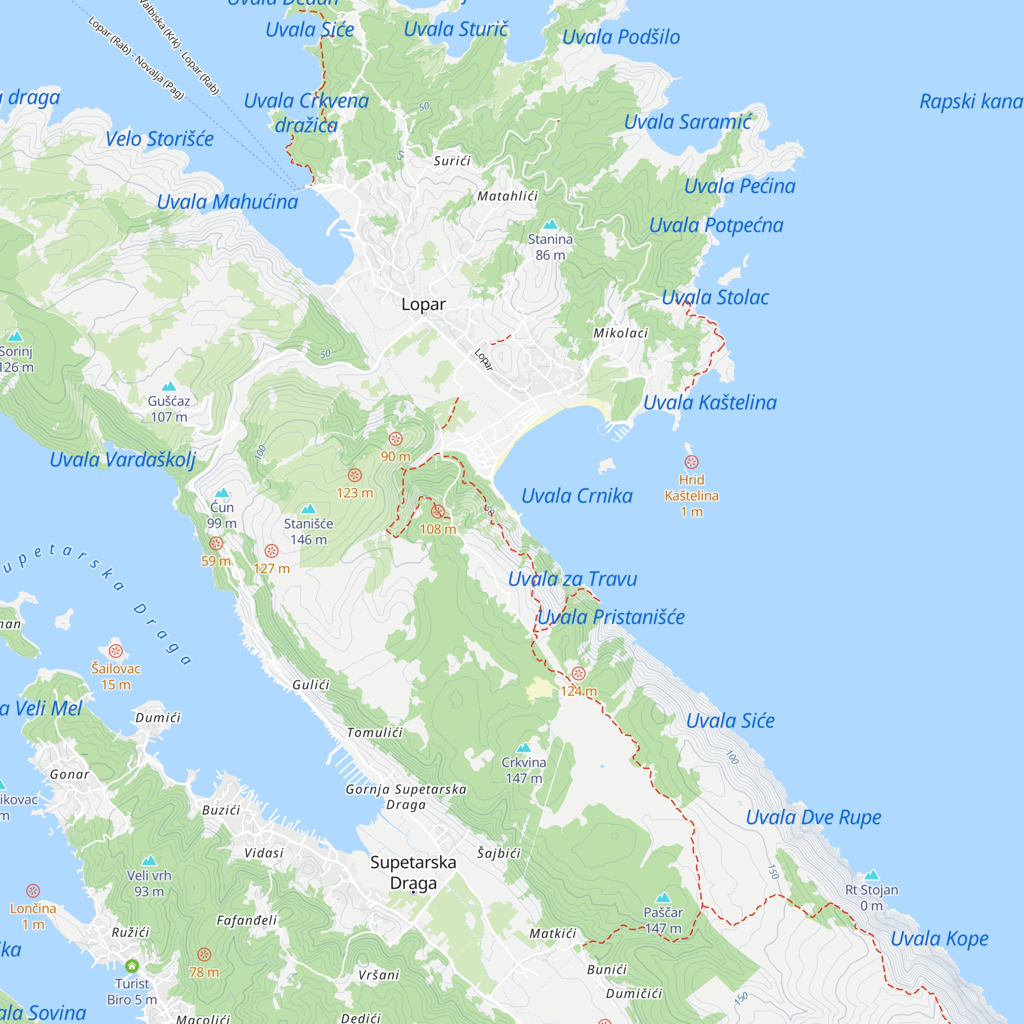 Trstika beach bar map