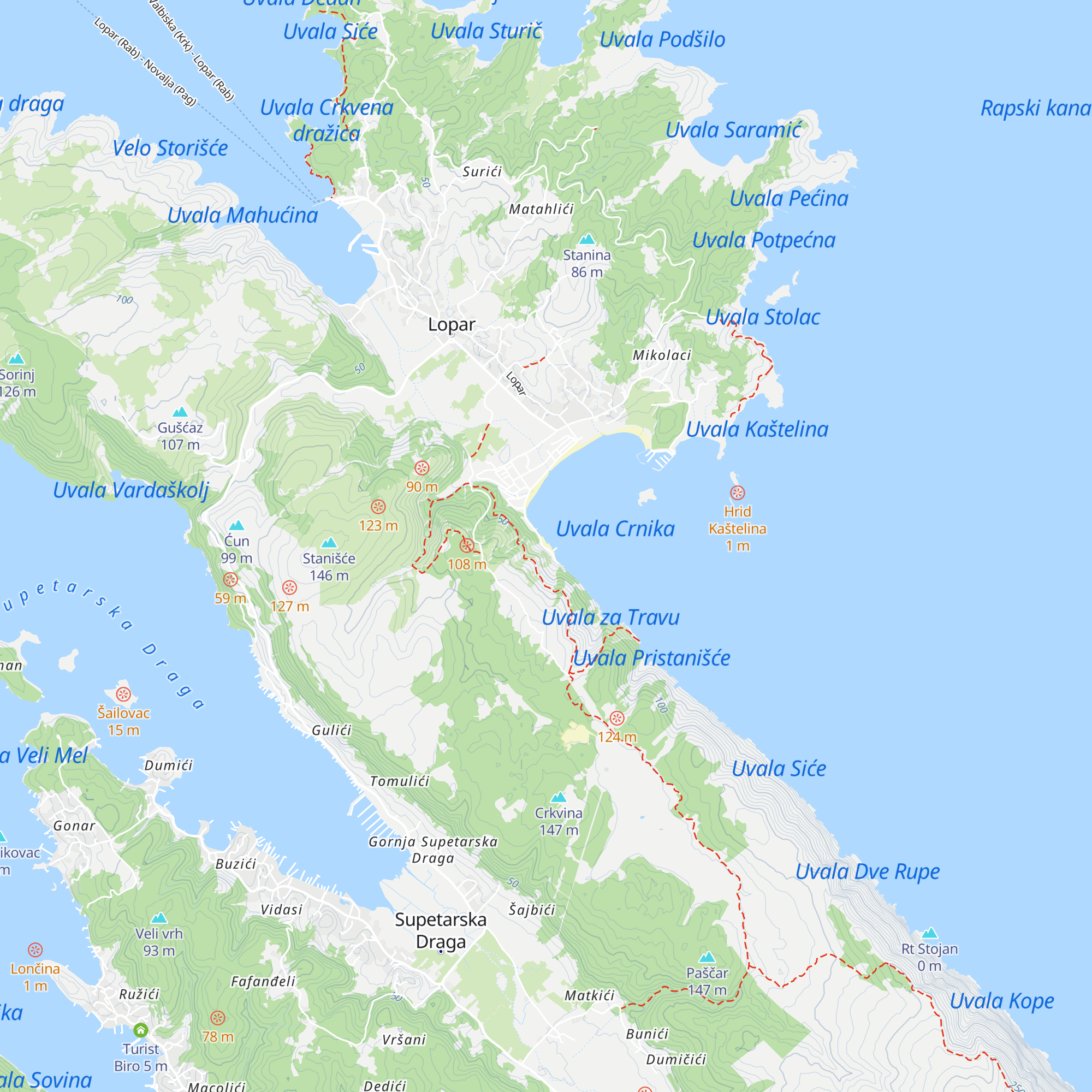 Trstika beach bar map