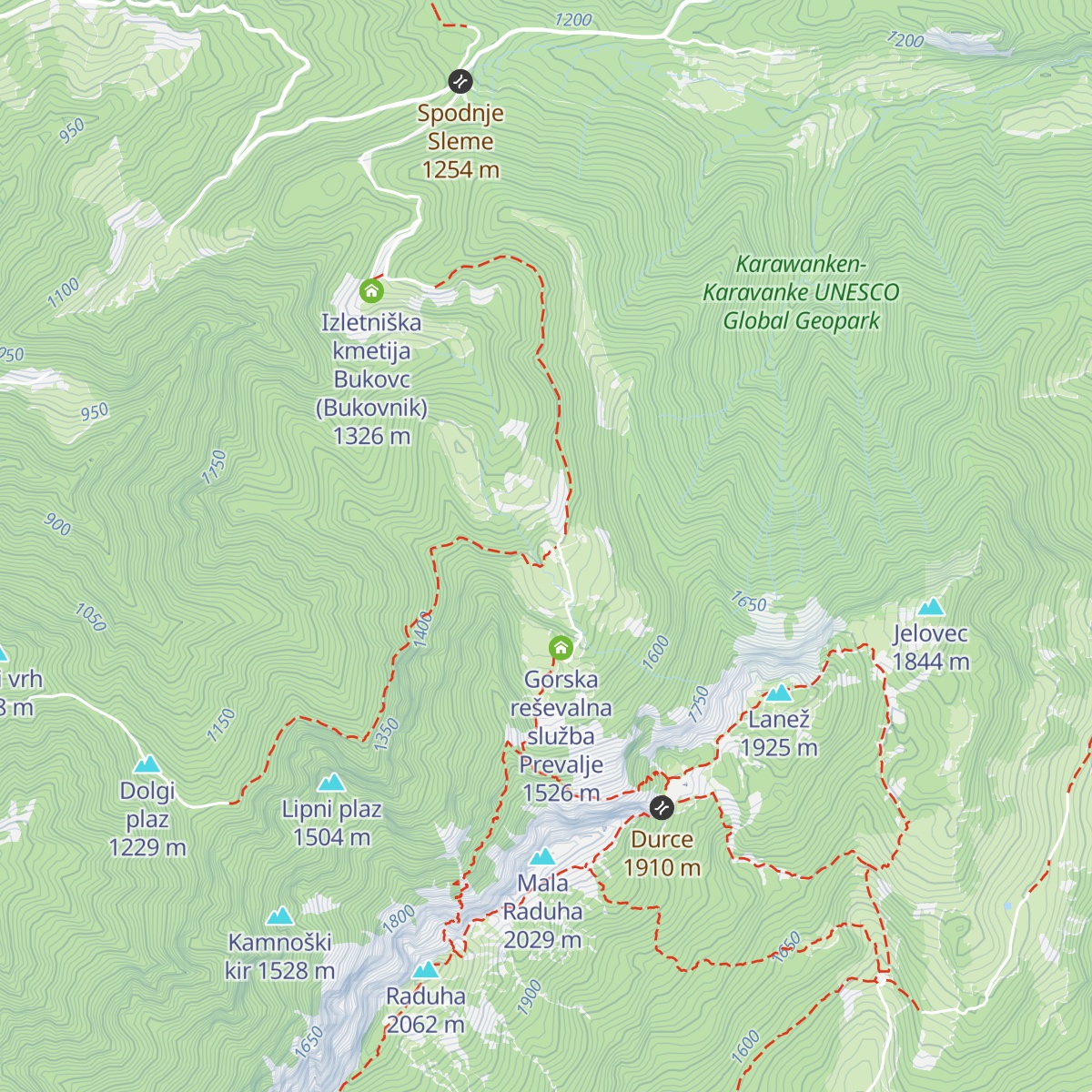 Koča v Grohatu pod Raduho map