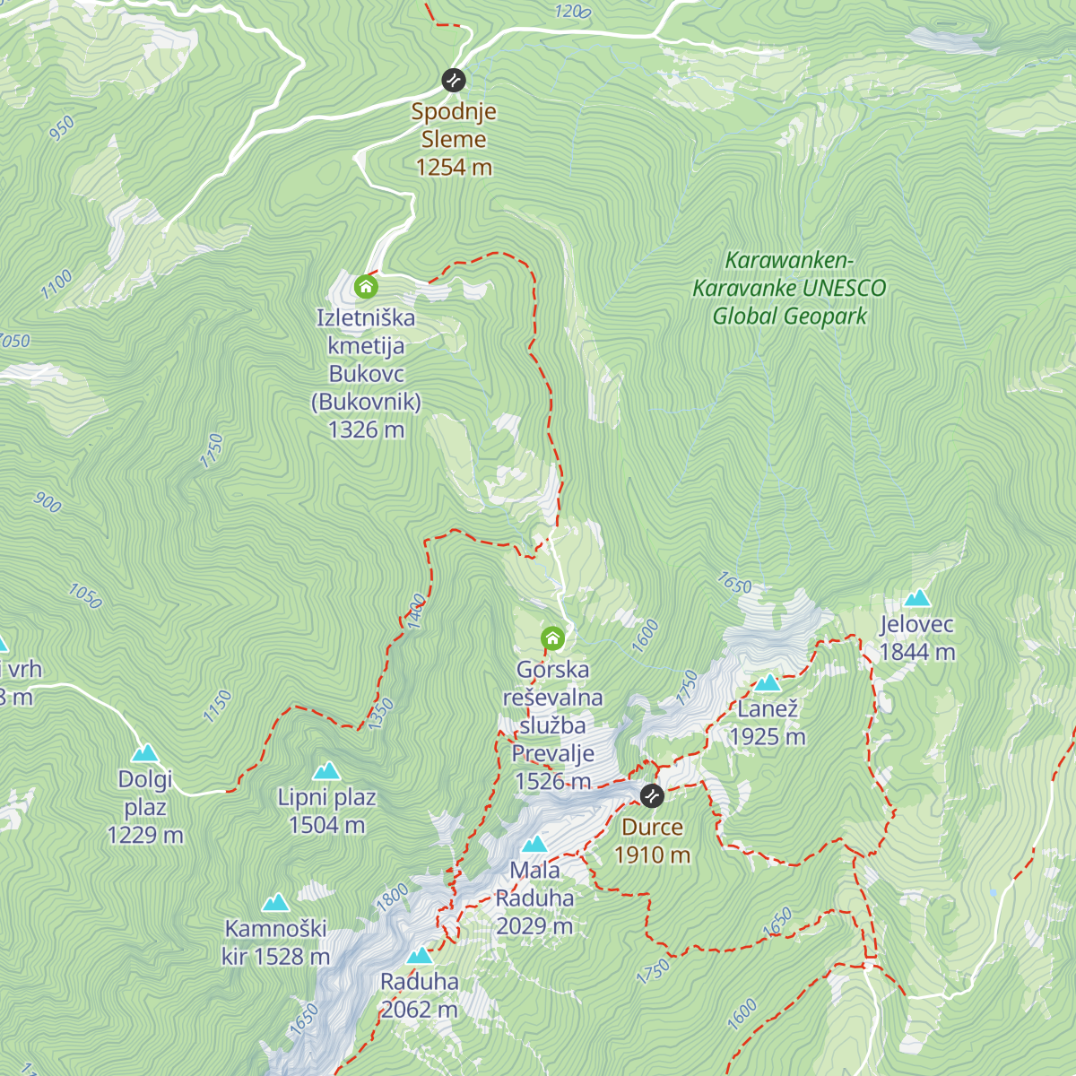 Koča v Grohatu pod Raduho map