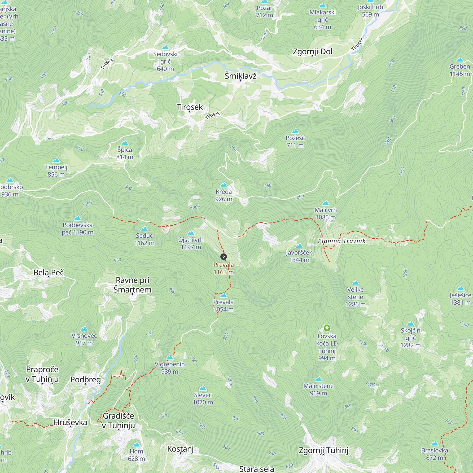 Planina Ravne map