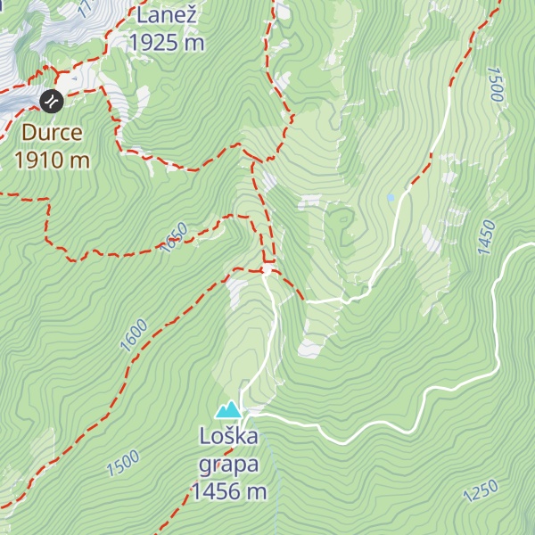 Map of Koča na Loki pod Raduho