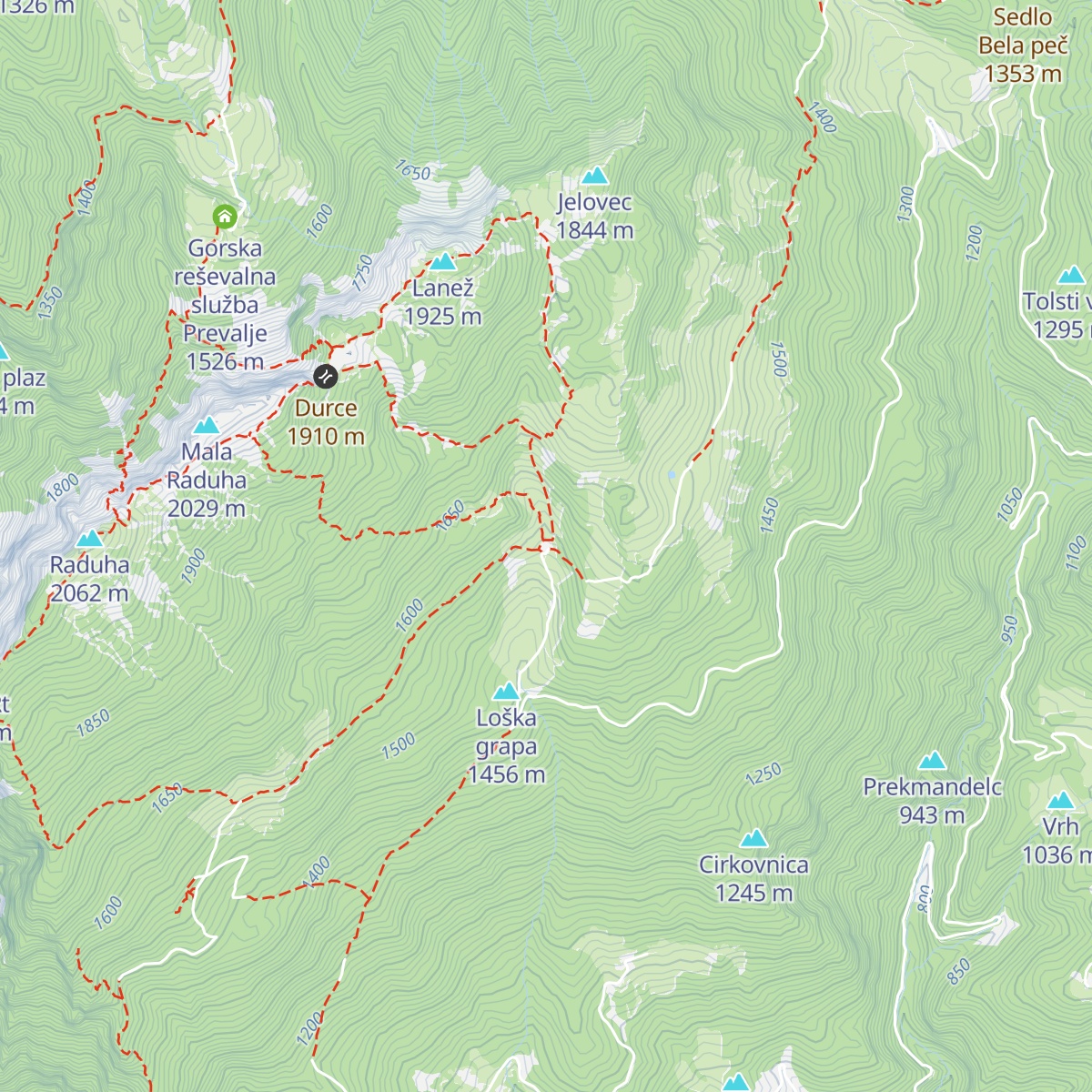 Koča na Loki pod Raduho map