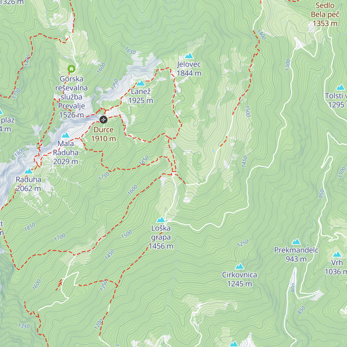 Koča na Loki pod Raduho map