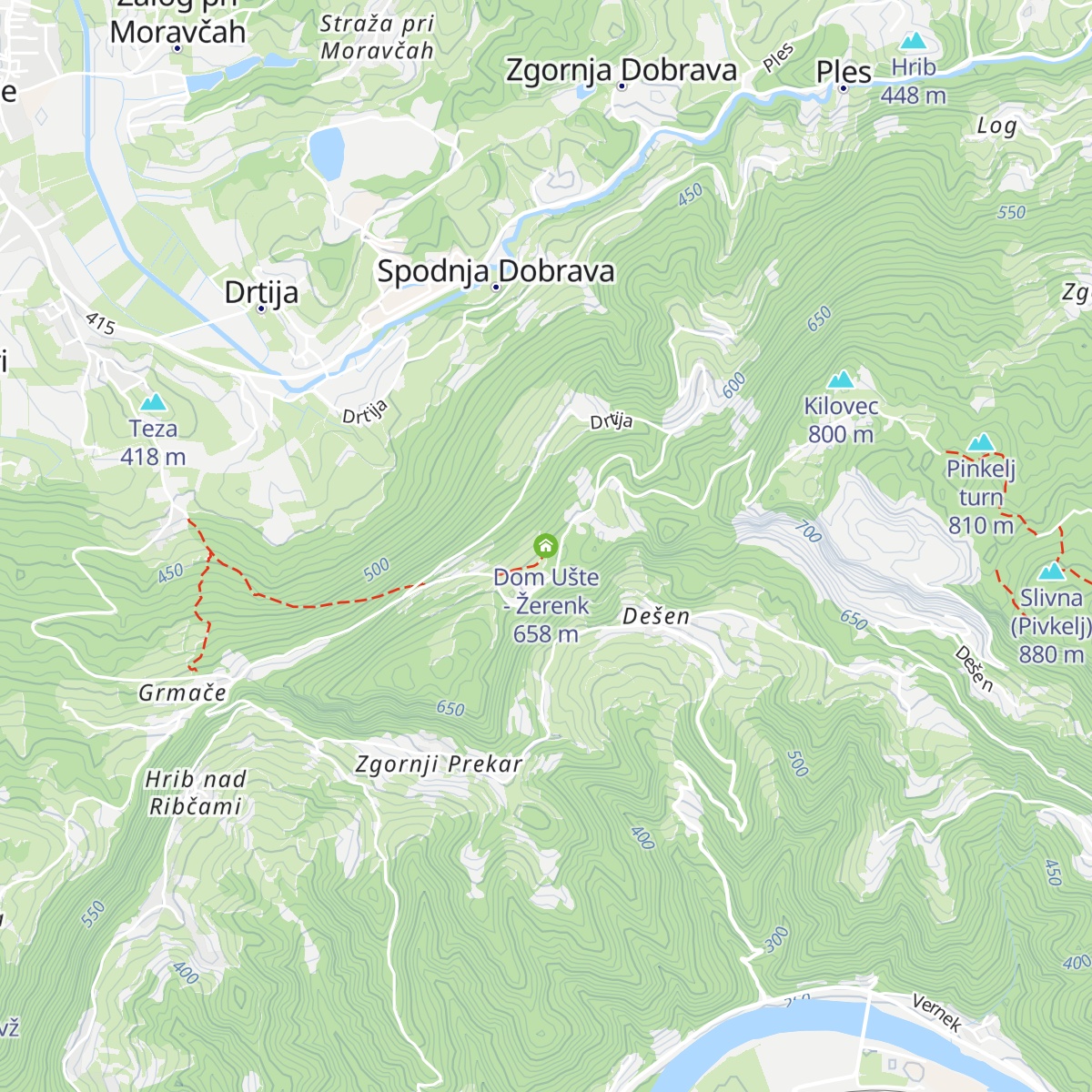 Dom Ušte - Žerenk map
