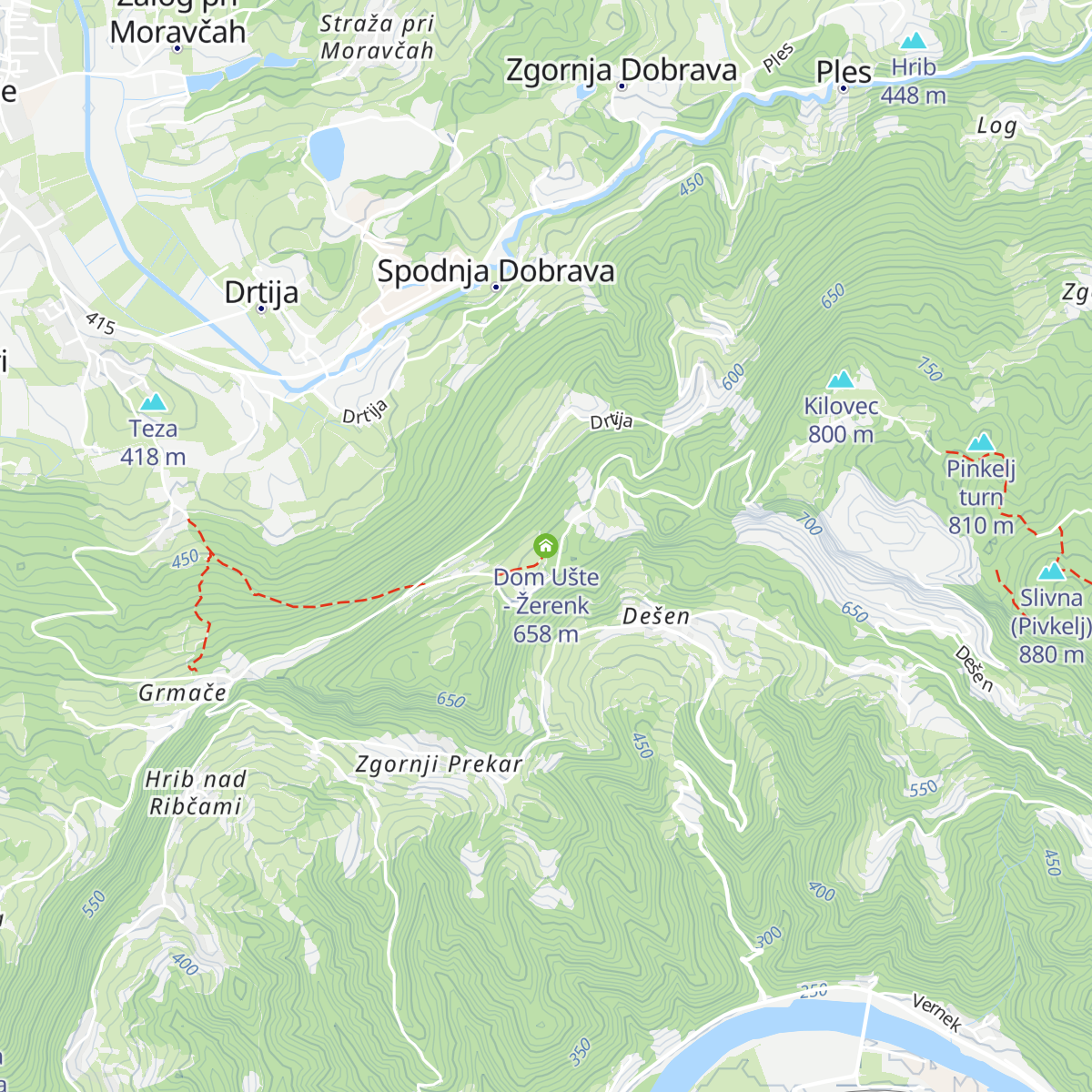 Dom Ušte - Žerenk map