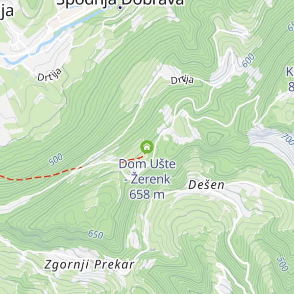 Map of Dom Ušte - Žerenk