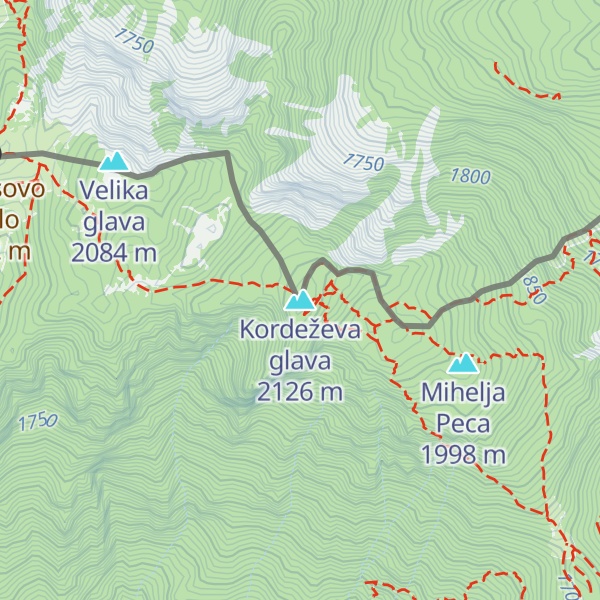 Map of Kordeževa glava