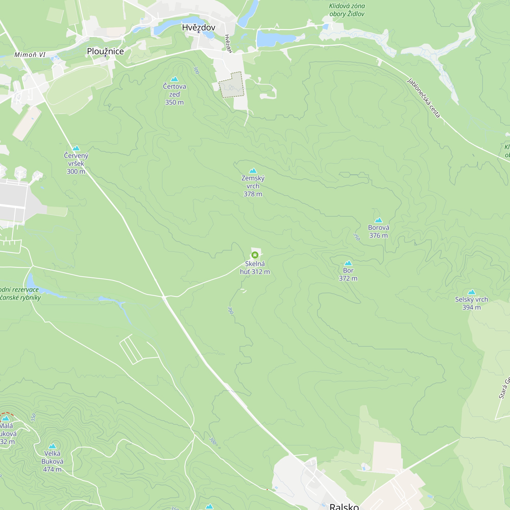 Skelná huť map