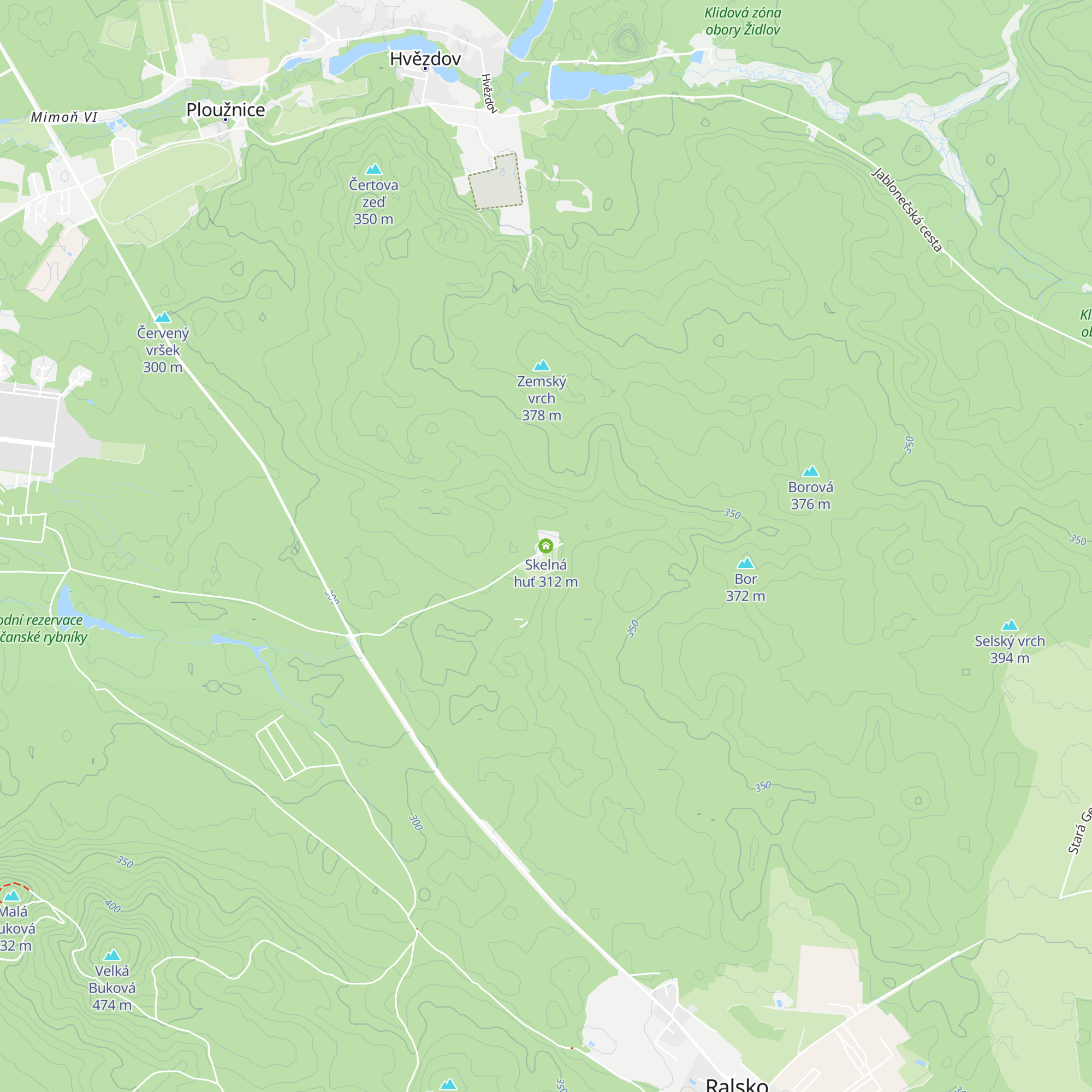 Skelná huť map