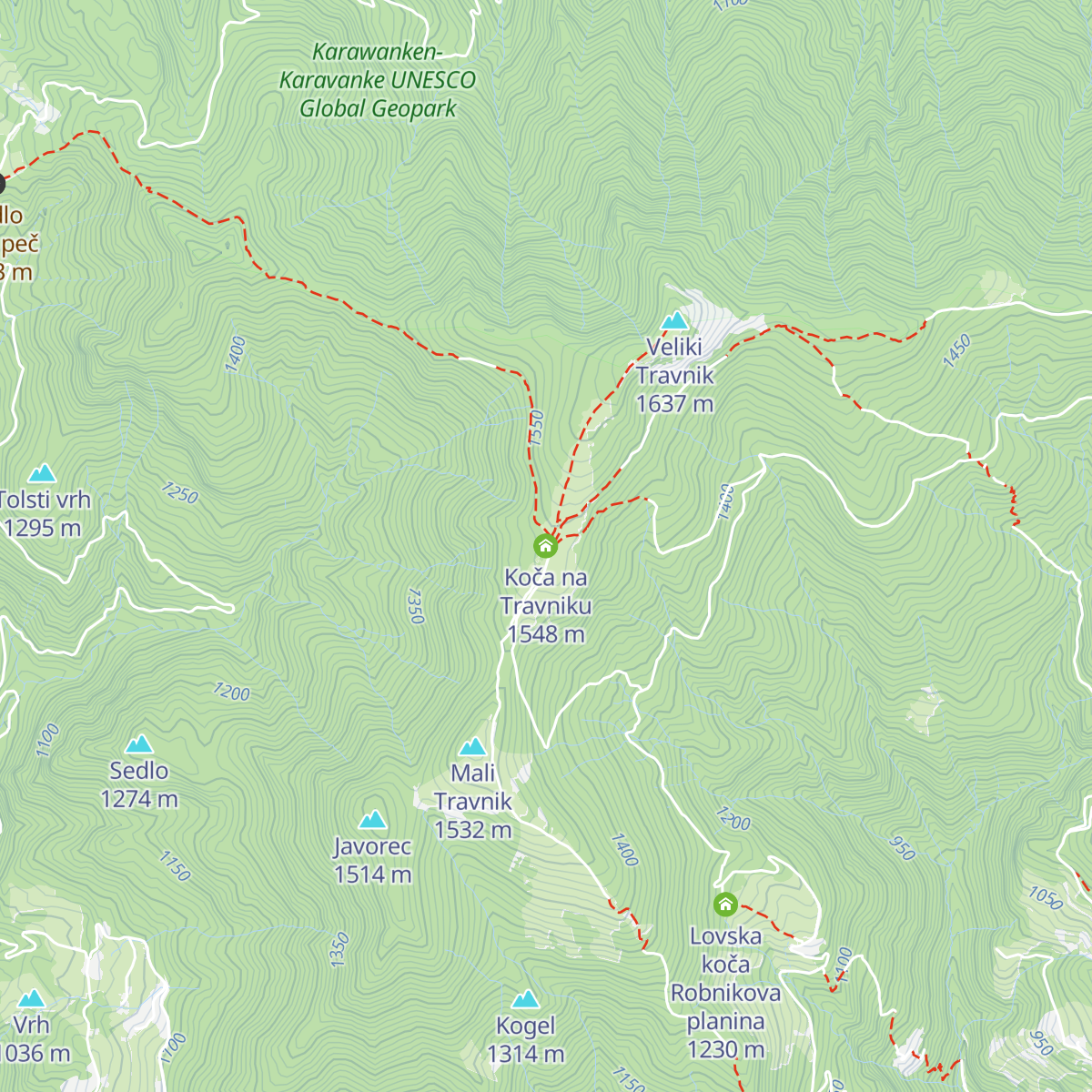 Koča na Travniku map