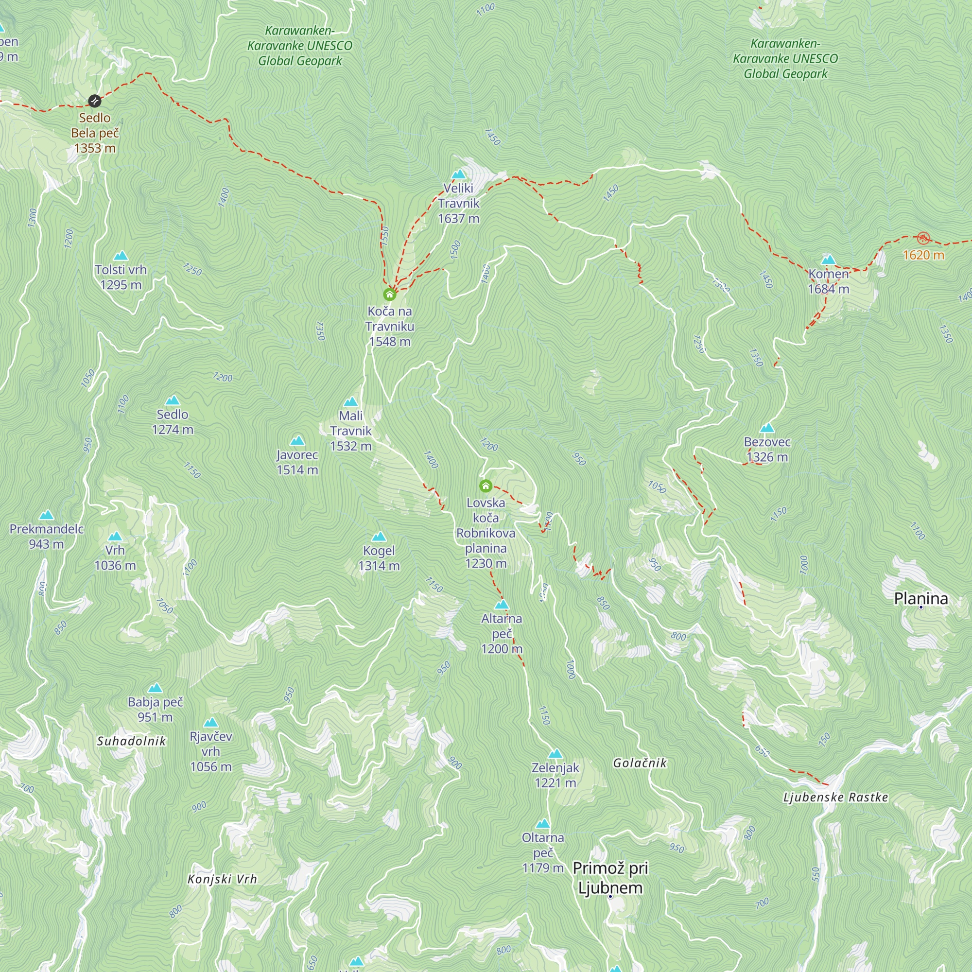 Lovska koča Robnikova planina map