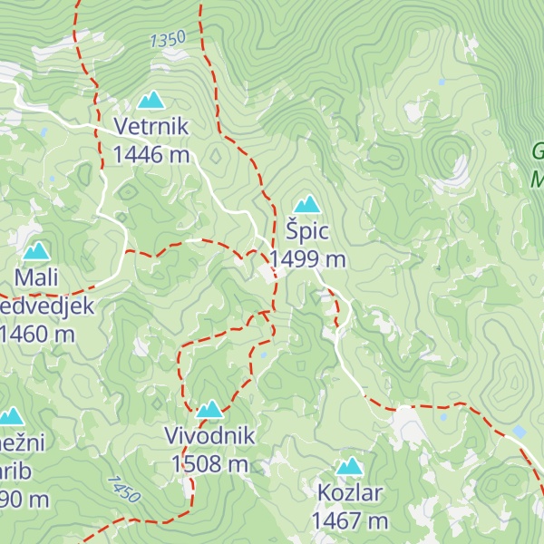 Map of Dom na Menini planini