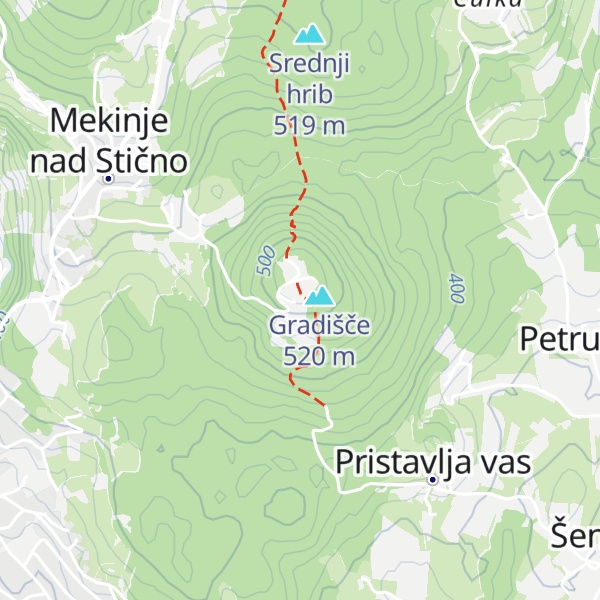 Map of Lavričeva koča na Gradišču