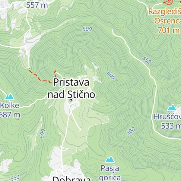 Map of Partizanski dom Pristava