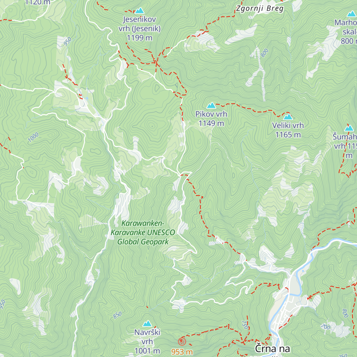 Koča na Pikovem map