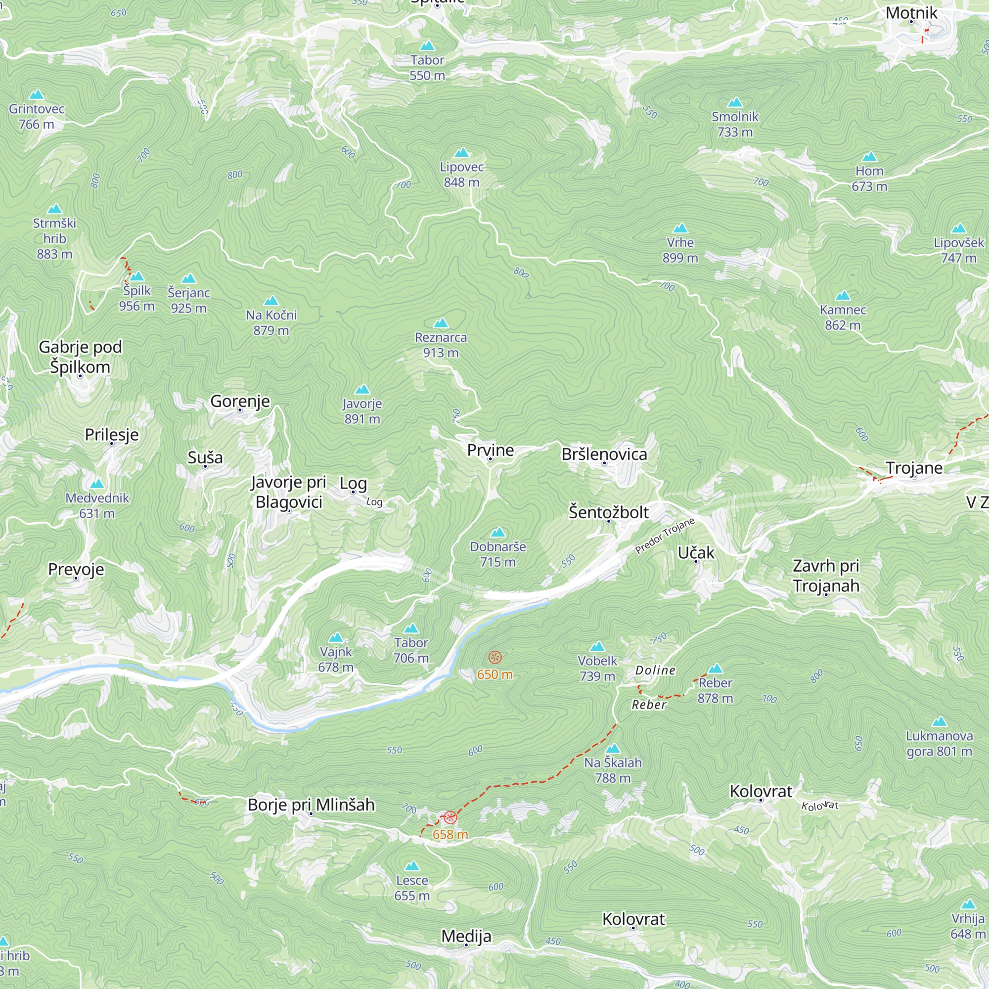 Lovska koča LD Trojane - Ožbolt map