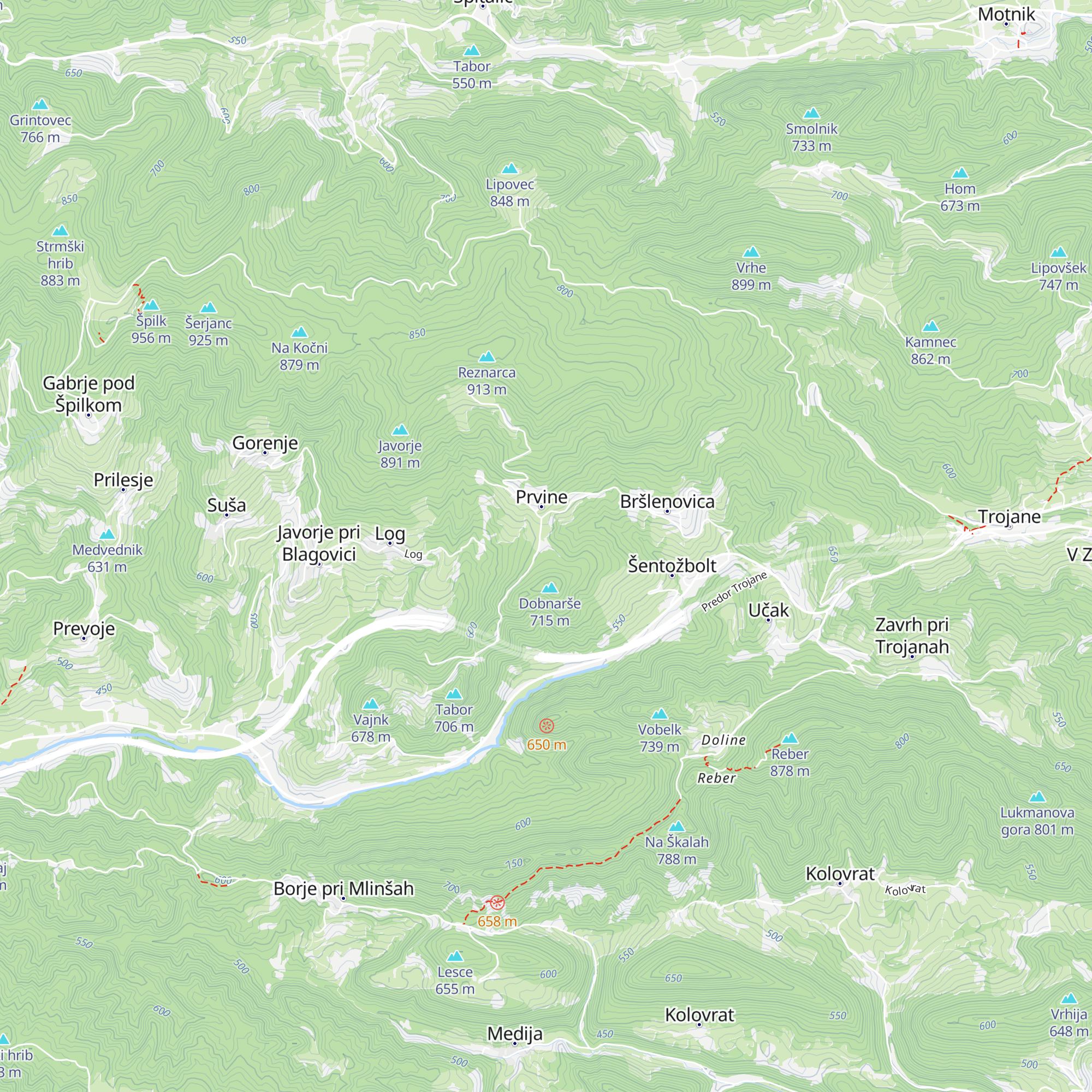 Lovska koča LD Trojane - Ožbolt map