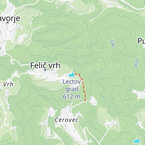 Map of Lovska koča Lectov grad