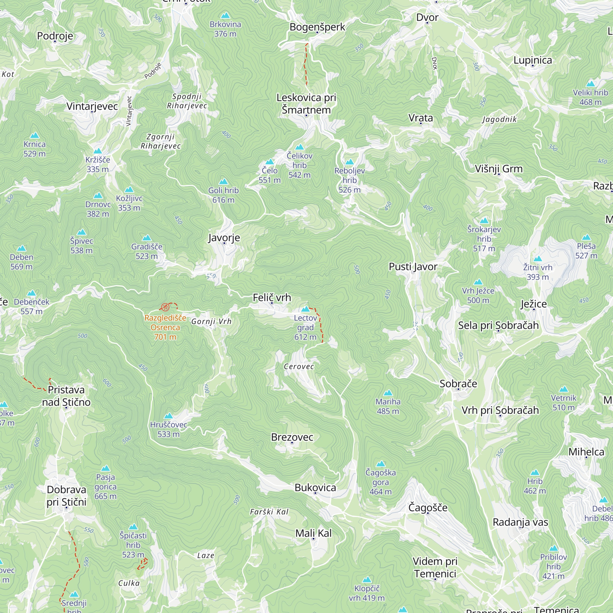 Lovska koča Lectov grad map