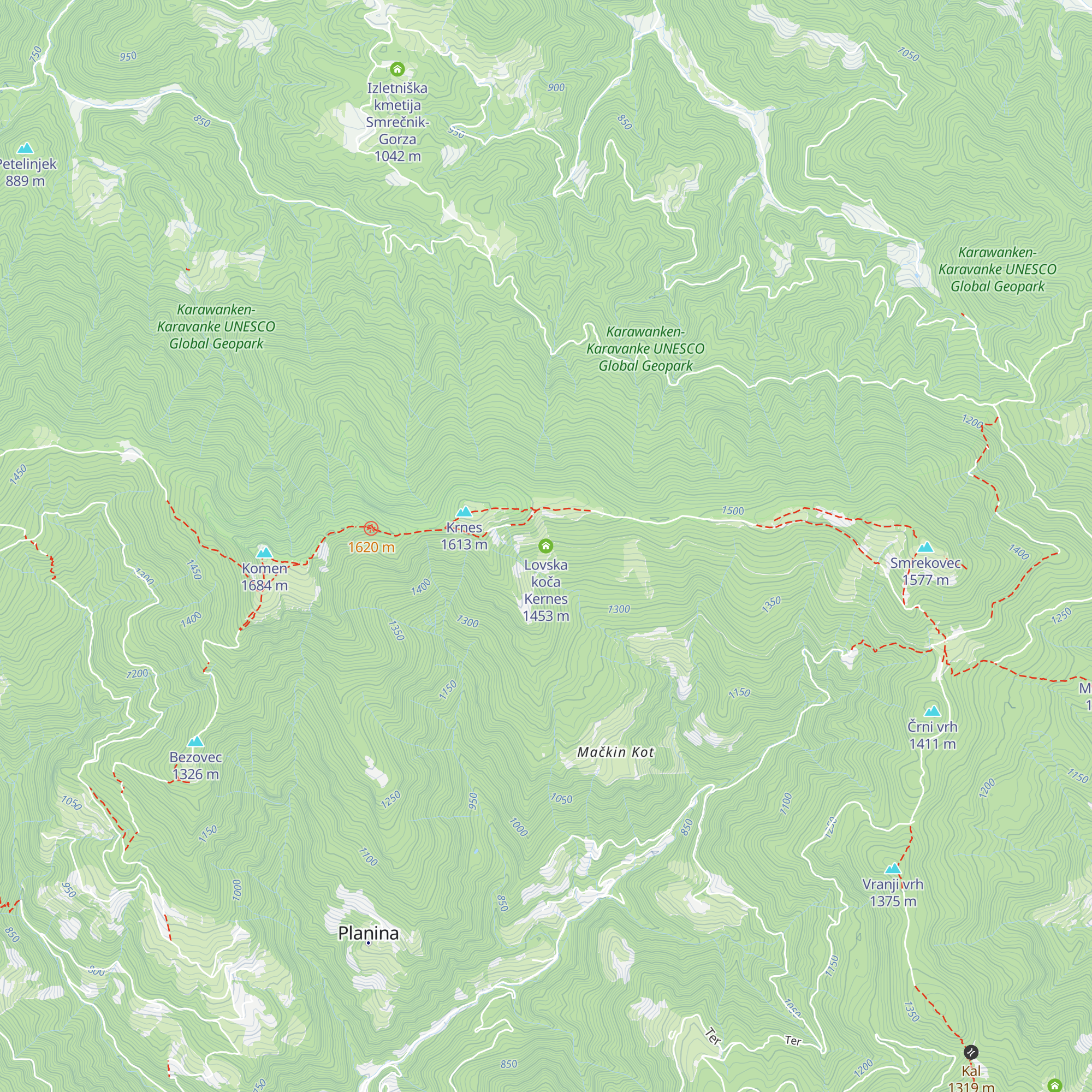 Lovska koča Kernes map