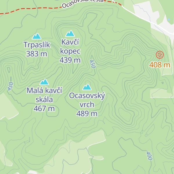 Map of Ocasovský vrch