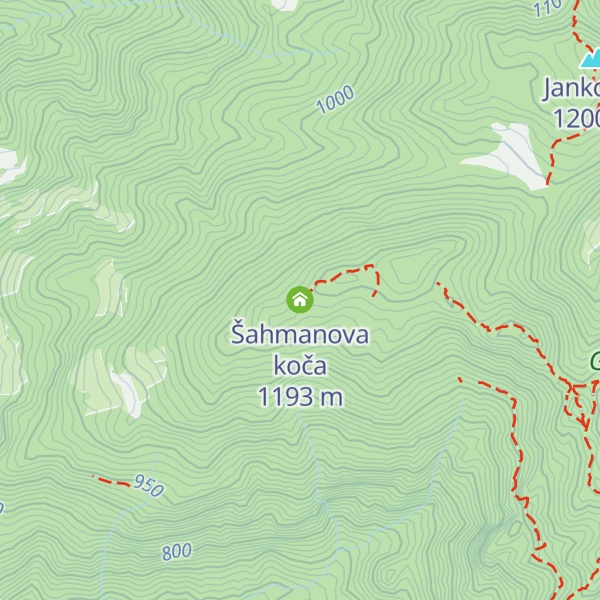 Map of Šahmanova koča