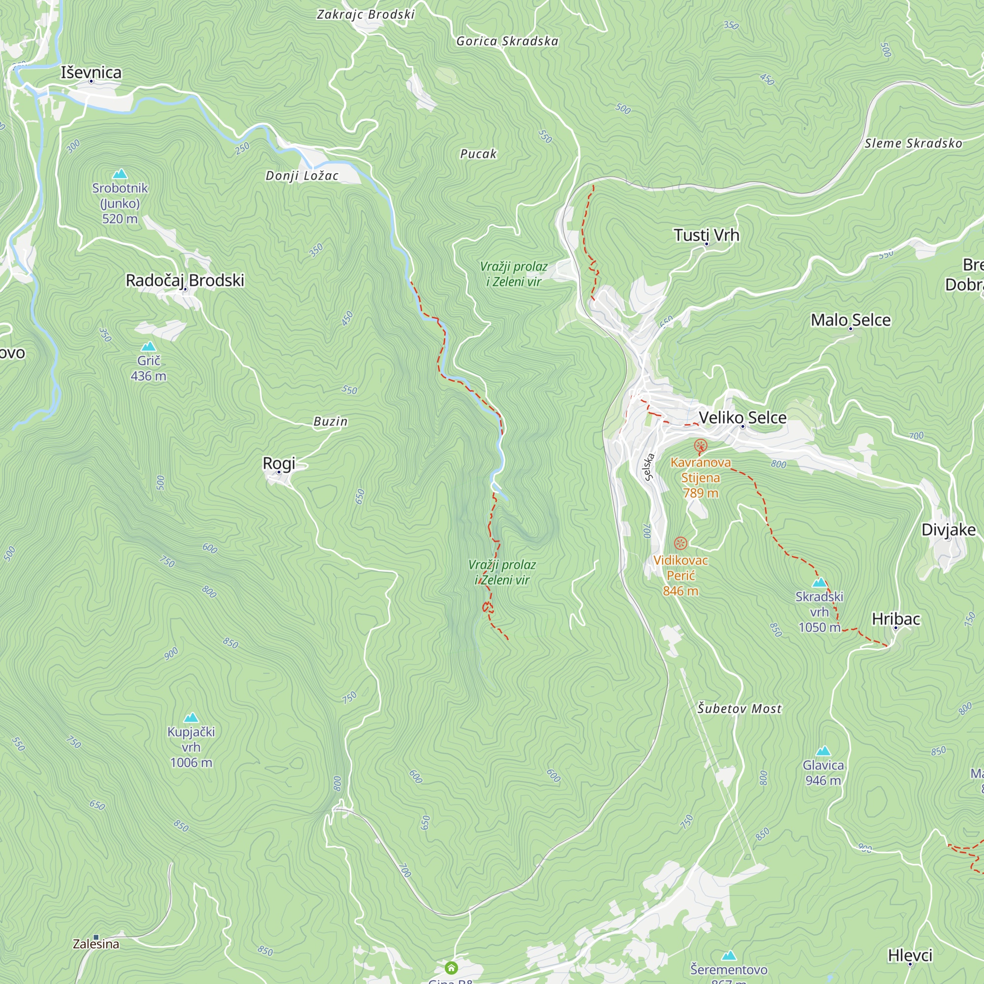 Izletnički dom Zeleni Vir map