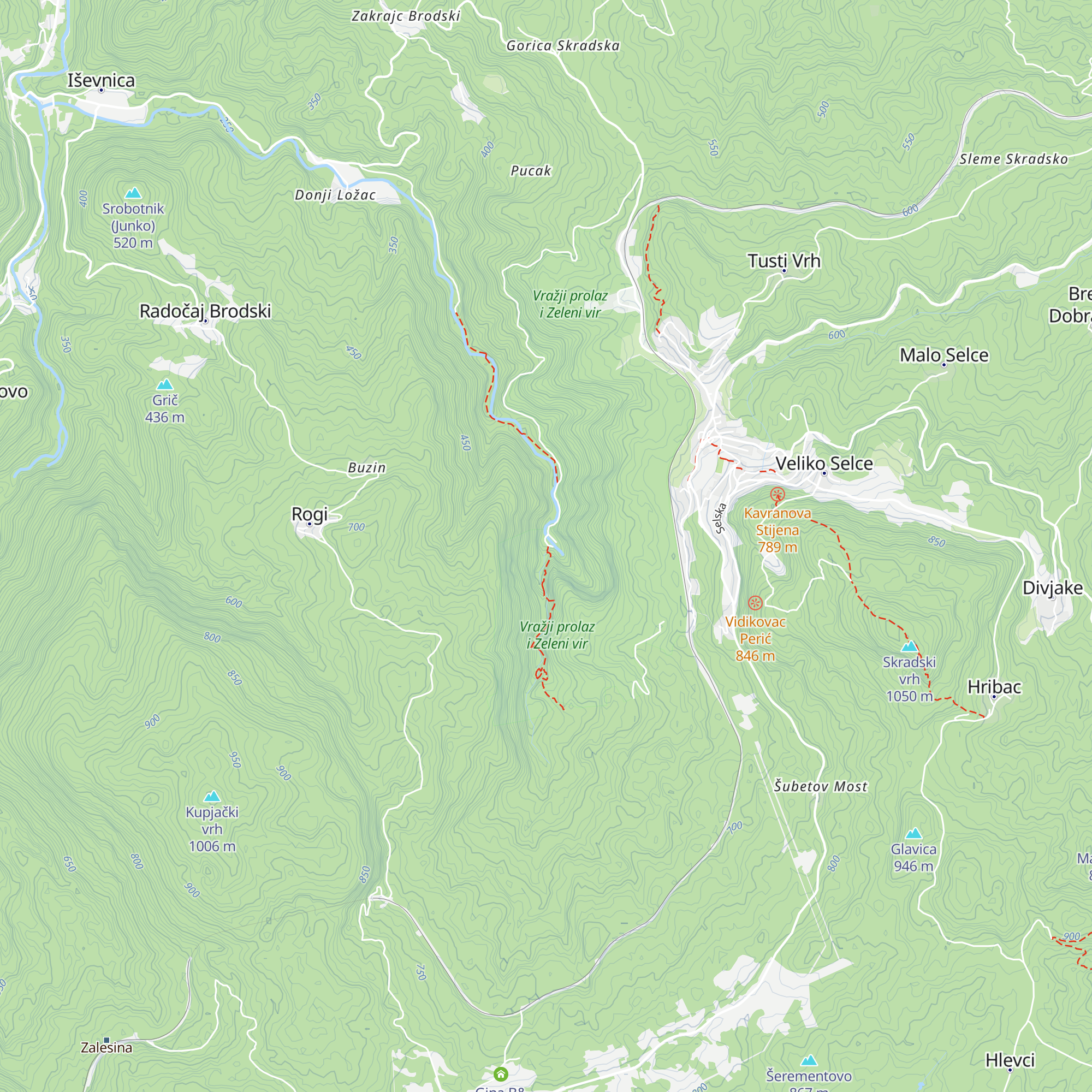 Izletnički dom Zeleni Vir map