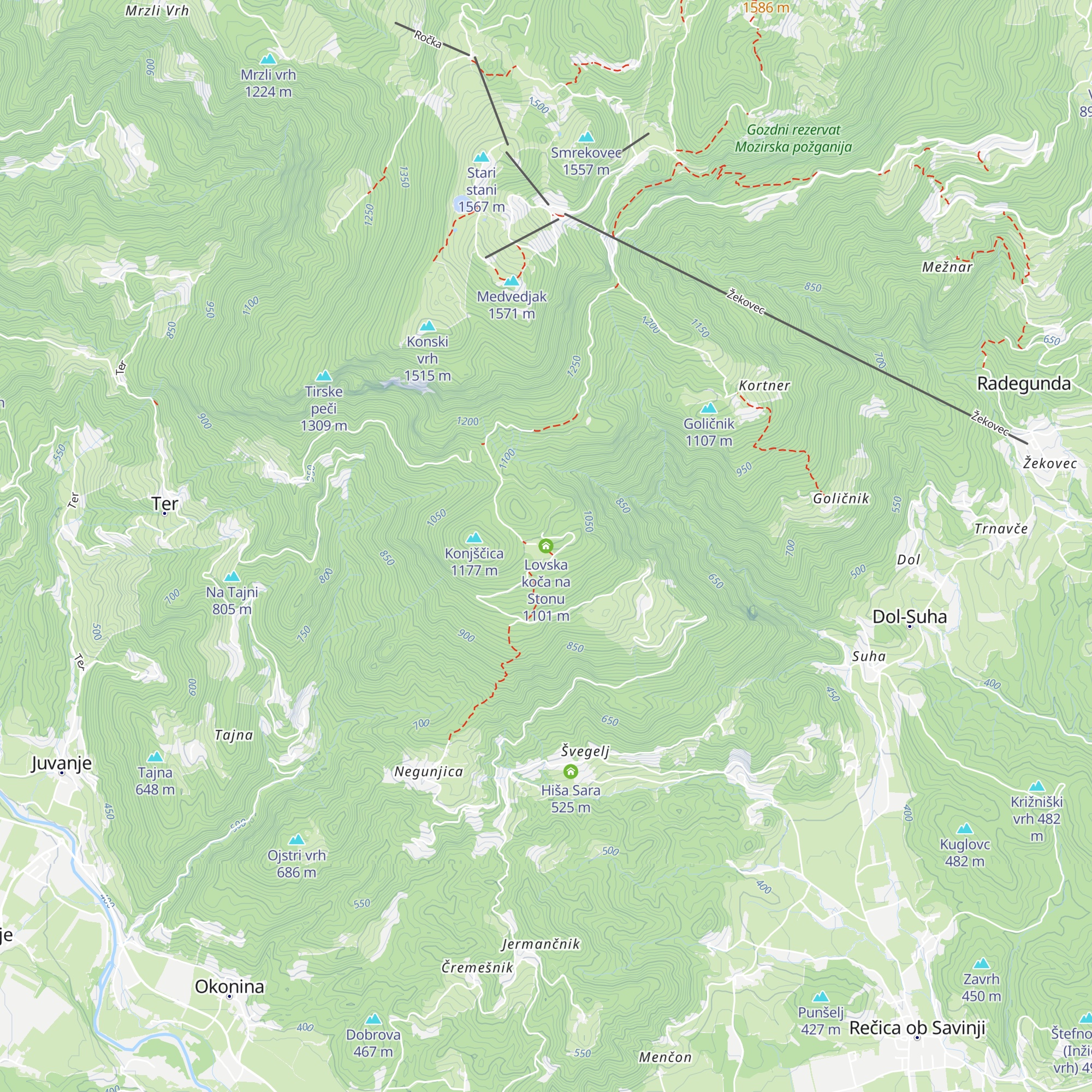 Lovska koča na Stonu map