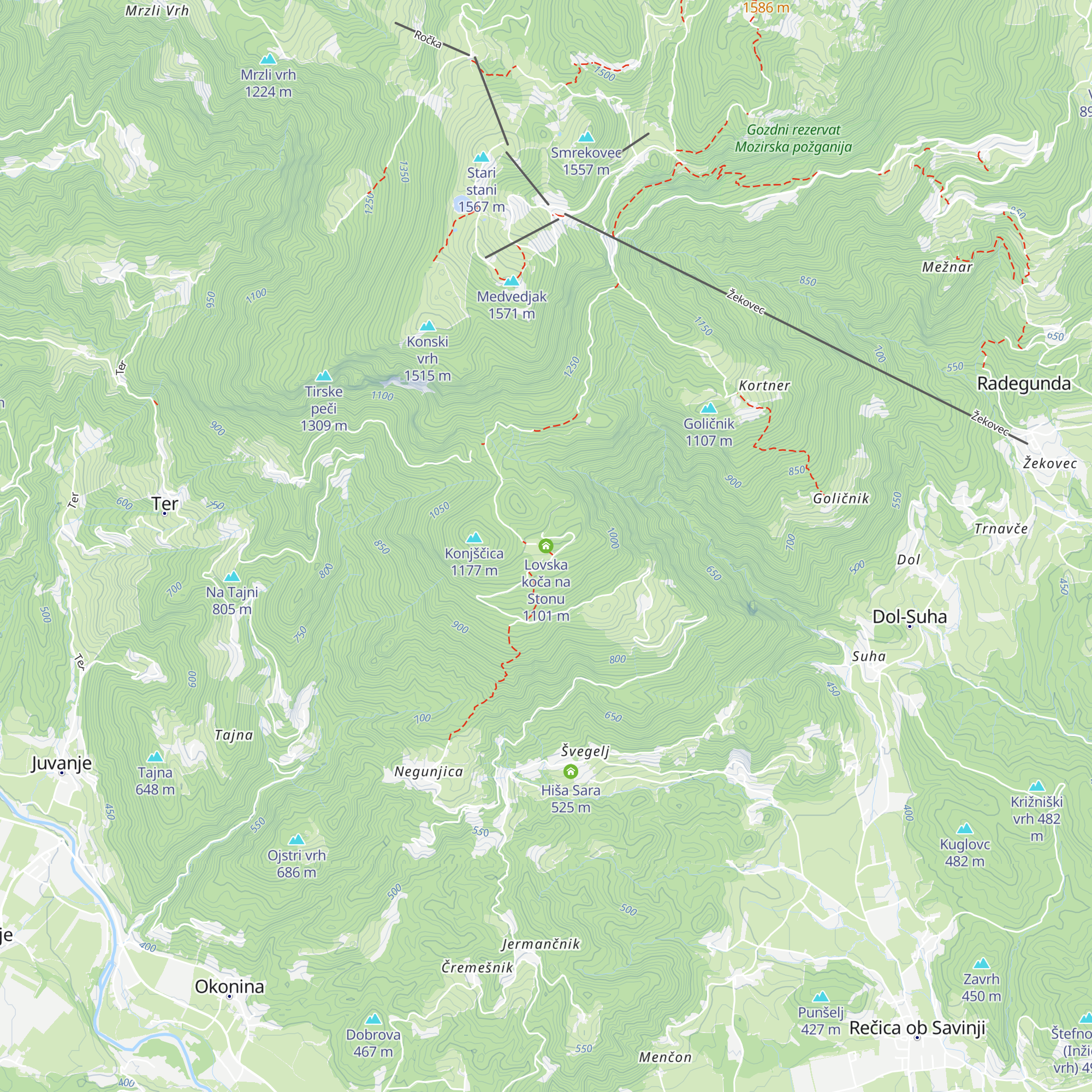 Lovska koča na Stonu map