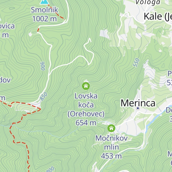 Map of Lovska koča (Orehovec)